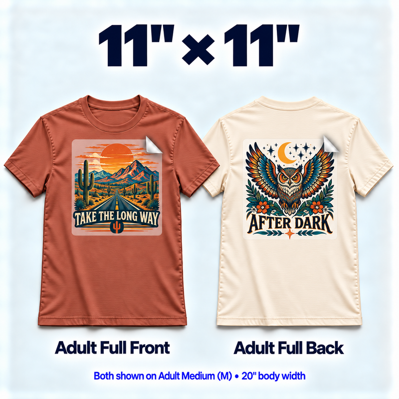 DTF Transfers By Size - Popular Sizes