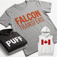 Single custom DTF transfer on charcoal fabric