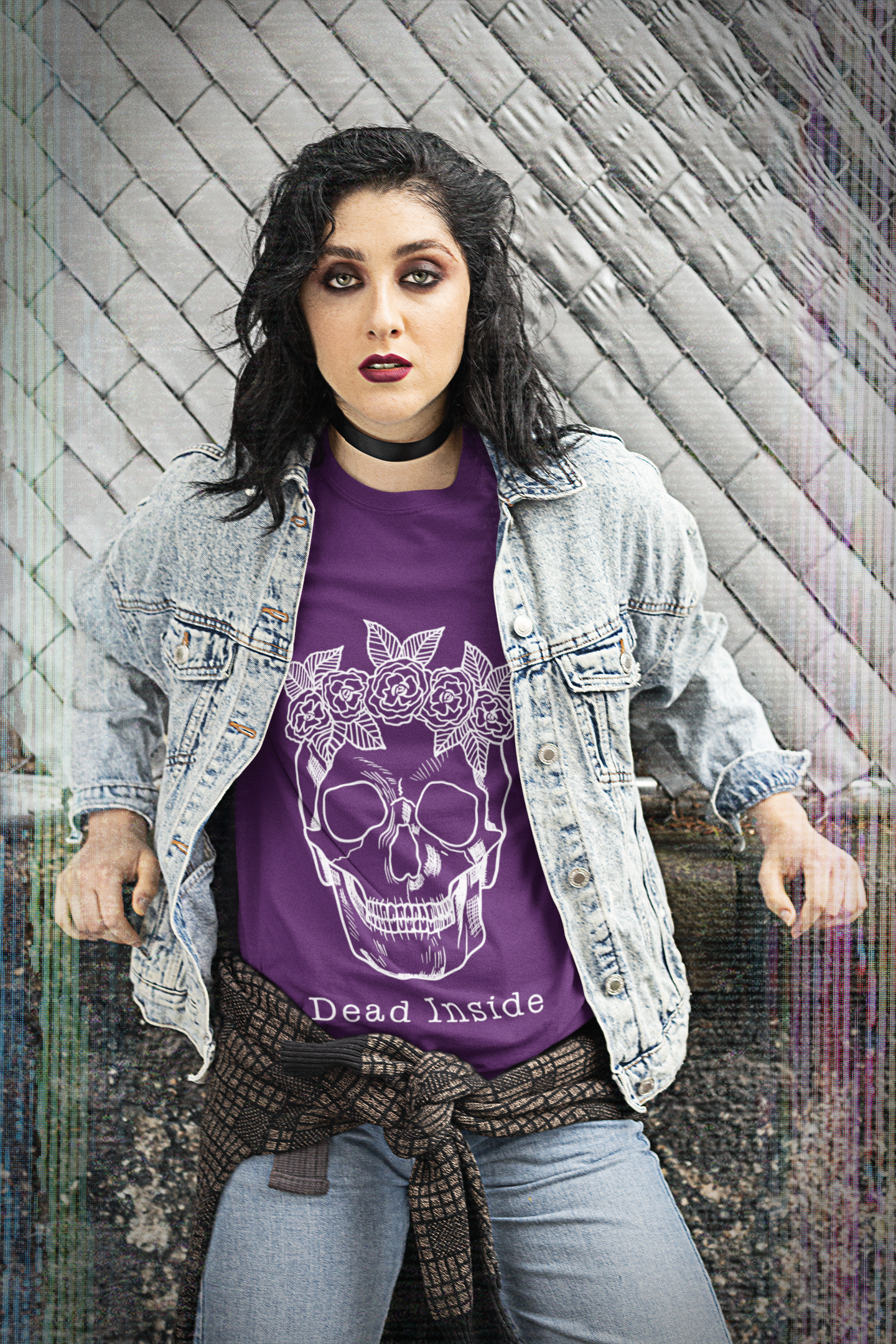 🖤 Dead Inside – Floral Skull DTF Transfer FT761