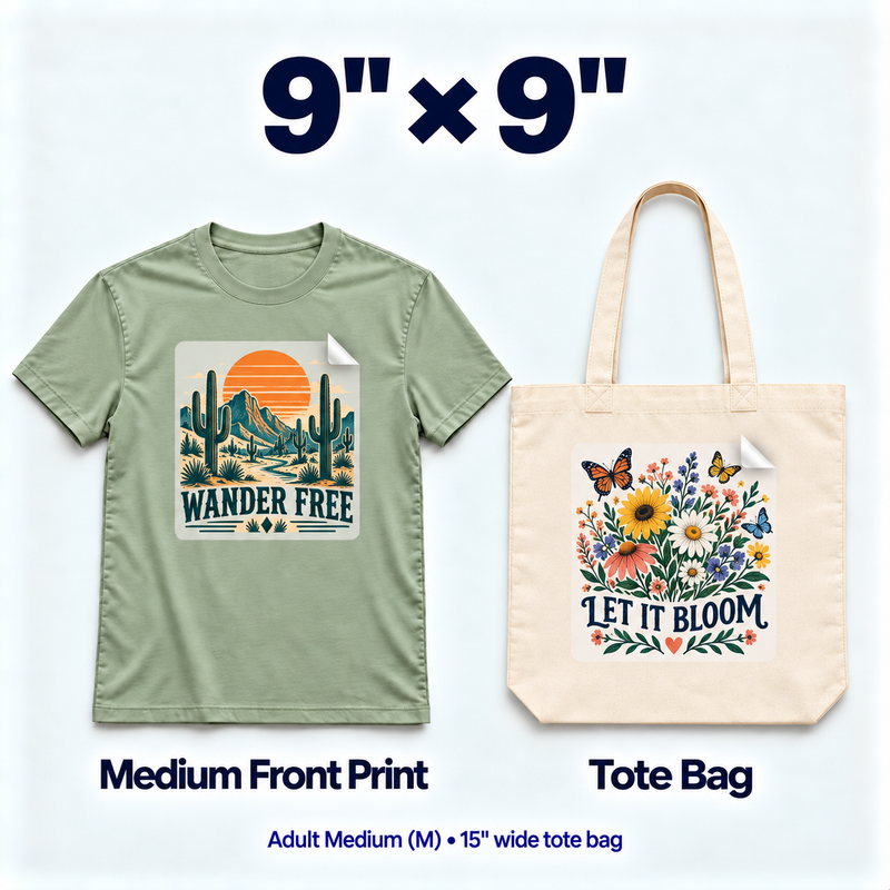 DTF Transfers By Size - Popular Sizes