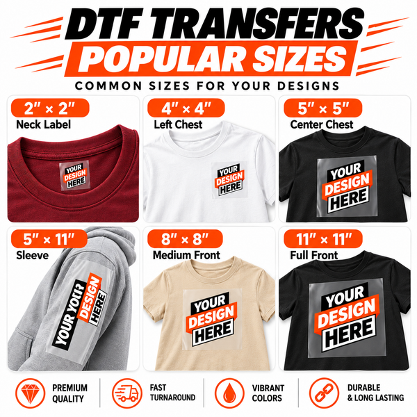 DTF Popular Sizes