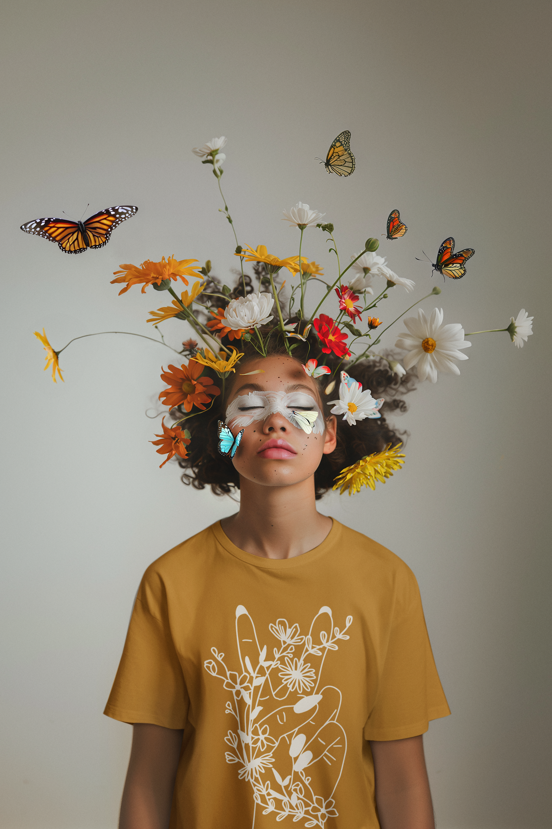 🤍 Bloom Together – Floral Hands | Minimal Line Art DTF Transfer FT811