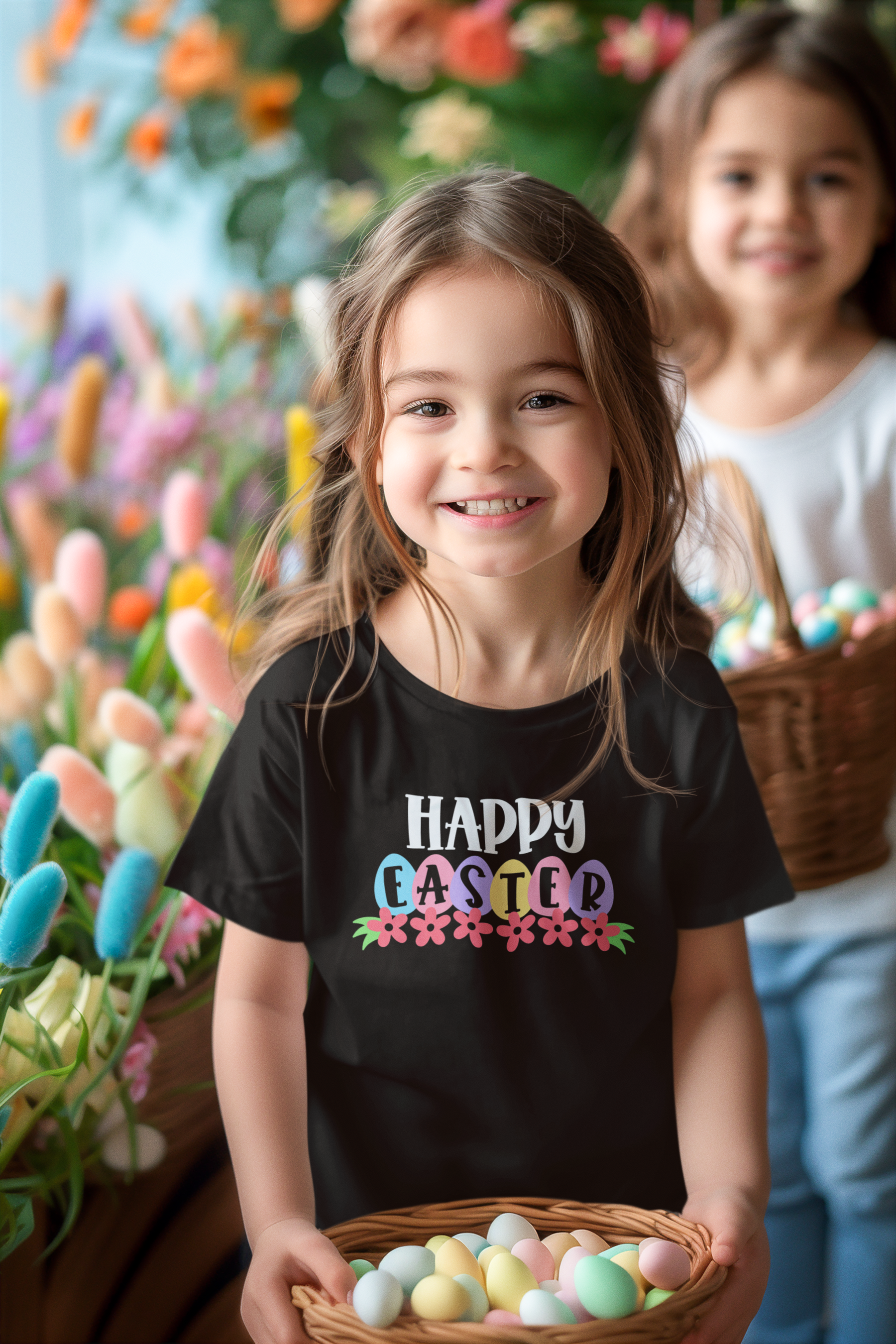 🌈 Happy Easter Cute Pastel Eggs & Flowers Design DTF Transfer FT360