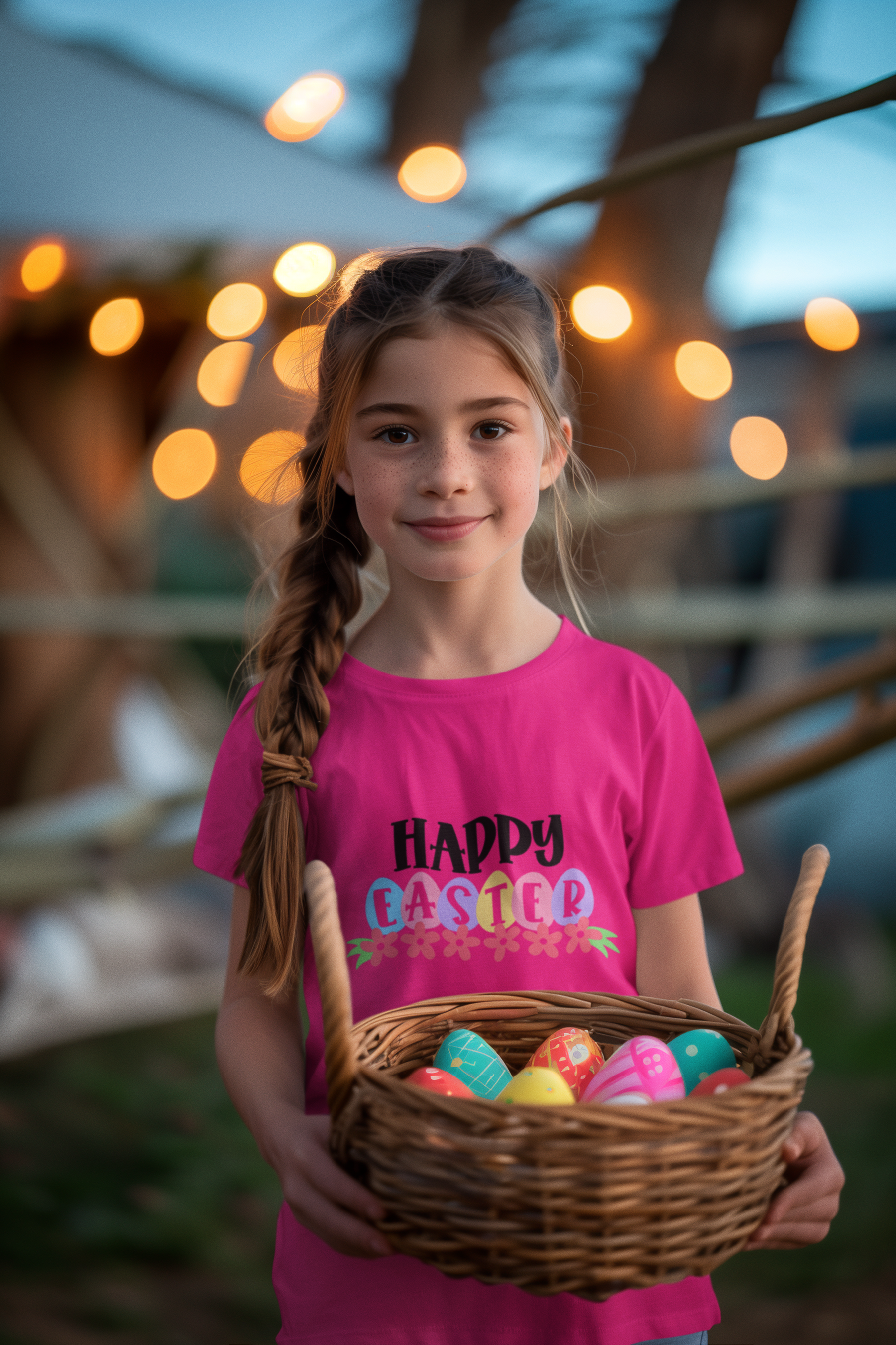 🌈 Happy Easter Cute Pastel Eggs & Flowers & Black Font Design DTF Transfer FT361