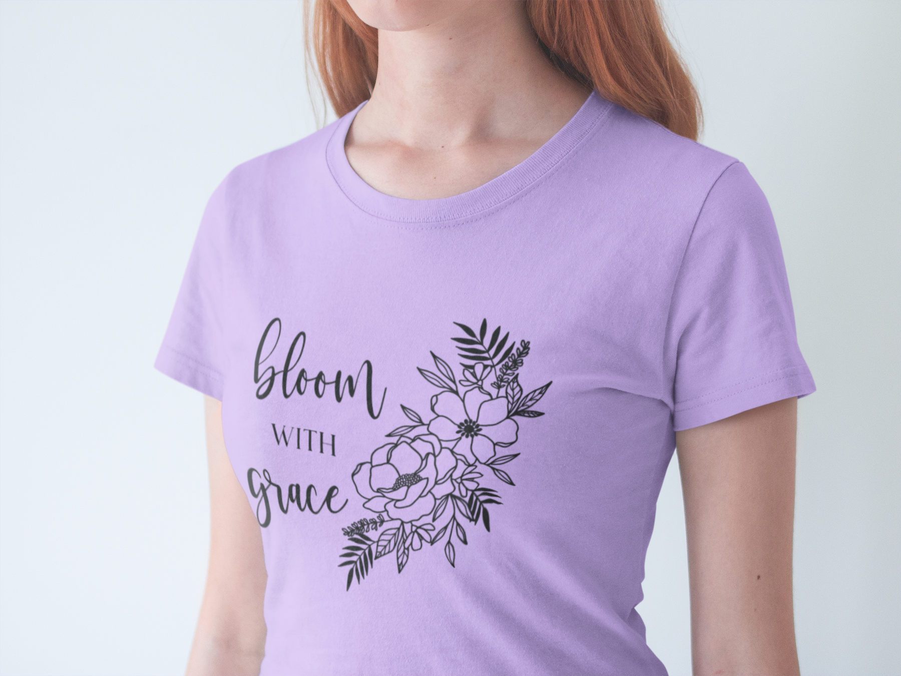 🌿 Bloom With Grace | Black Floral Line DTF Transfer FT783