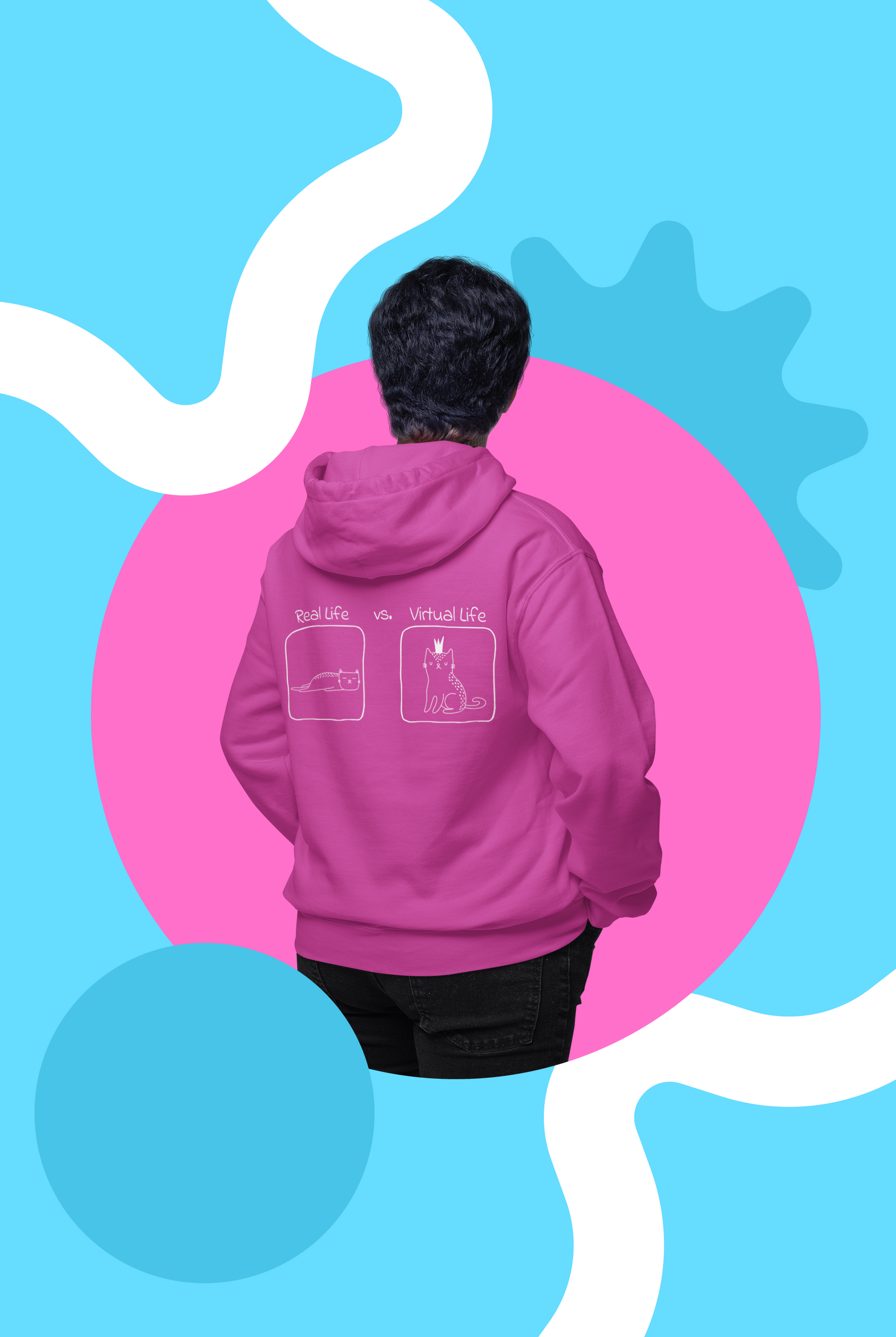 🐱 Real Life vs Virtual Life | Cat Reality DTF Transfer FT689