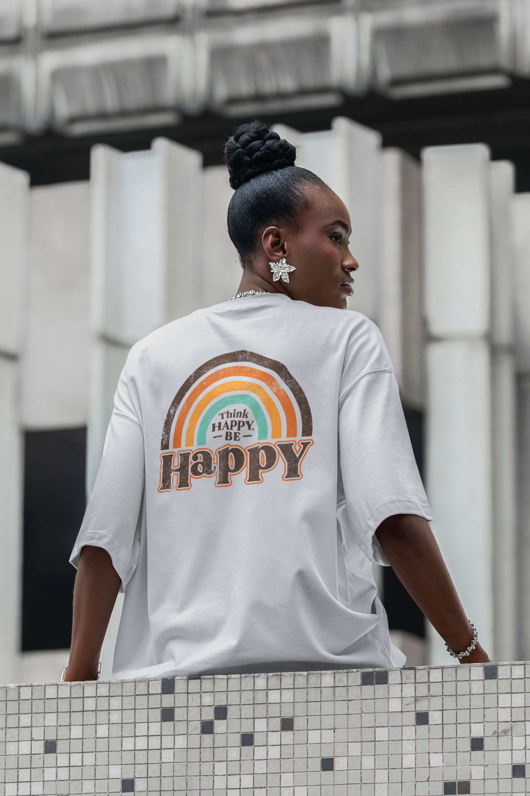 🌈✨ Think Happy, Be Happy – Retro Rainbow Positivity | DTF Transfer FT960