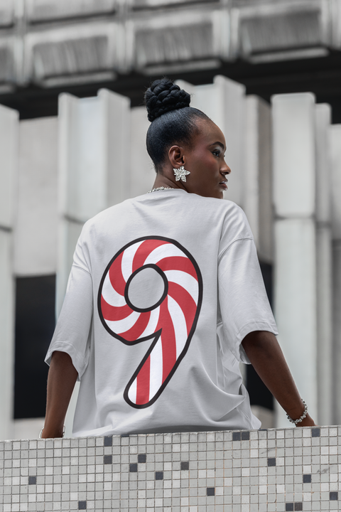 🍬 “9” – Nine – Red & White Swirl Pattern Numeric | DTF Transfer FT1039