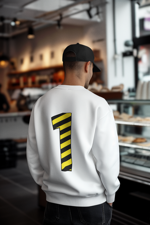 ⚠️ “1” – One – Yellow & Black Striped Pattern Numeric | DTF Transfer FT1021