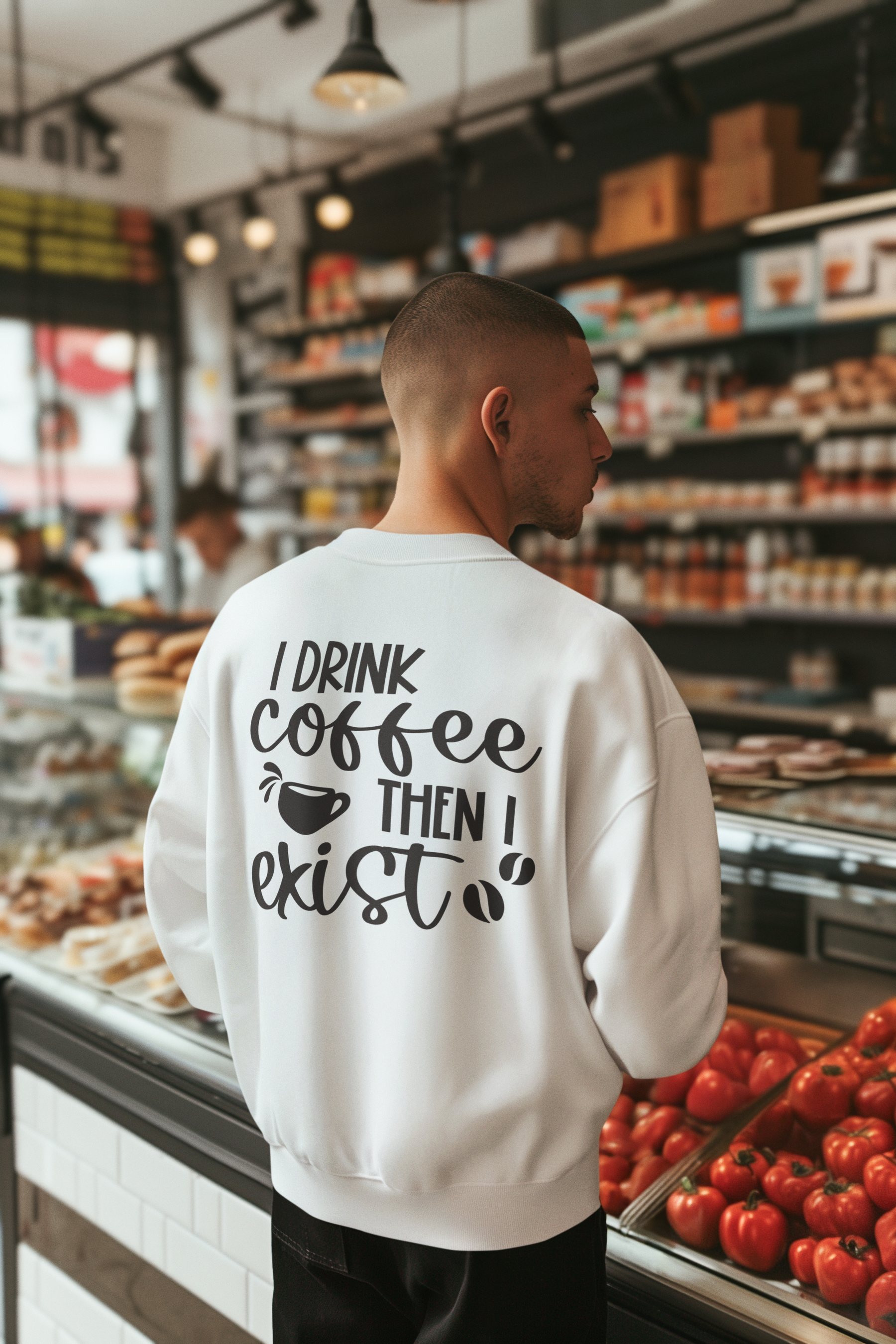 ☕🖤 I Drink Coffee Then I Exist – Minimal Coffee Quote | DTF Transfer FT947