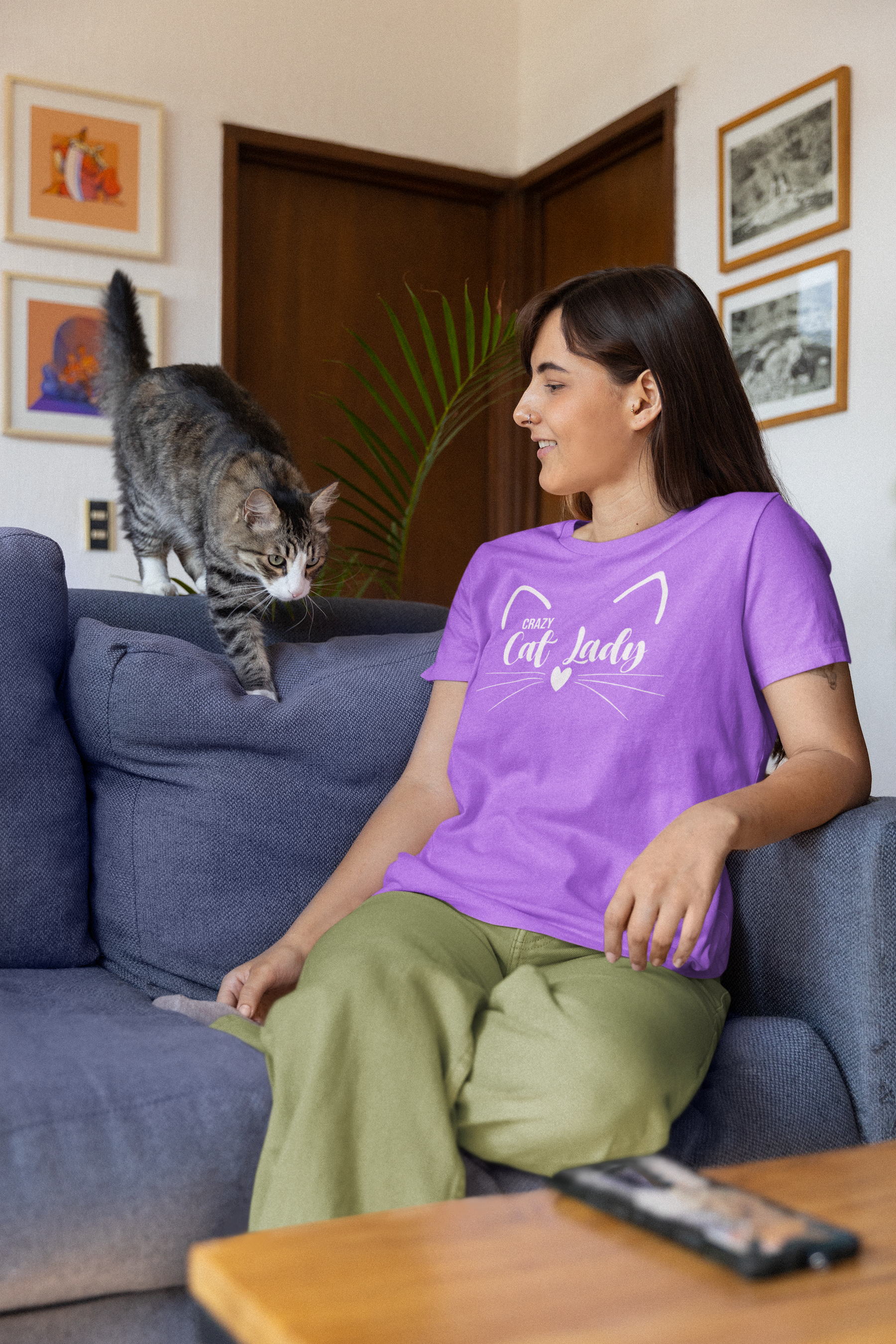 😻💅 Crazy Cat Lady White Design DTF Transfer FT283