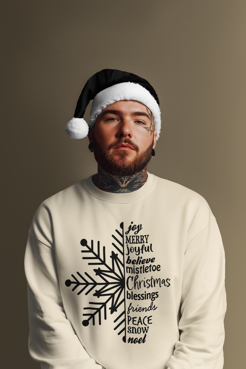 Christmas Word Snowflake in Black  FT470