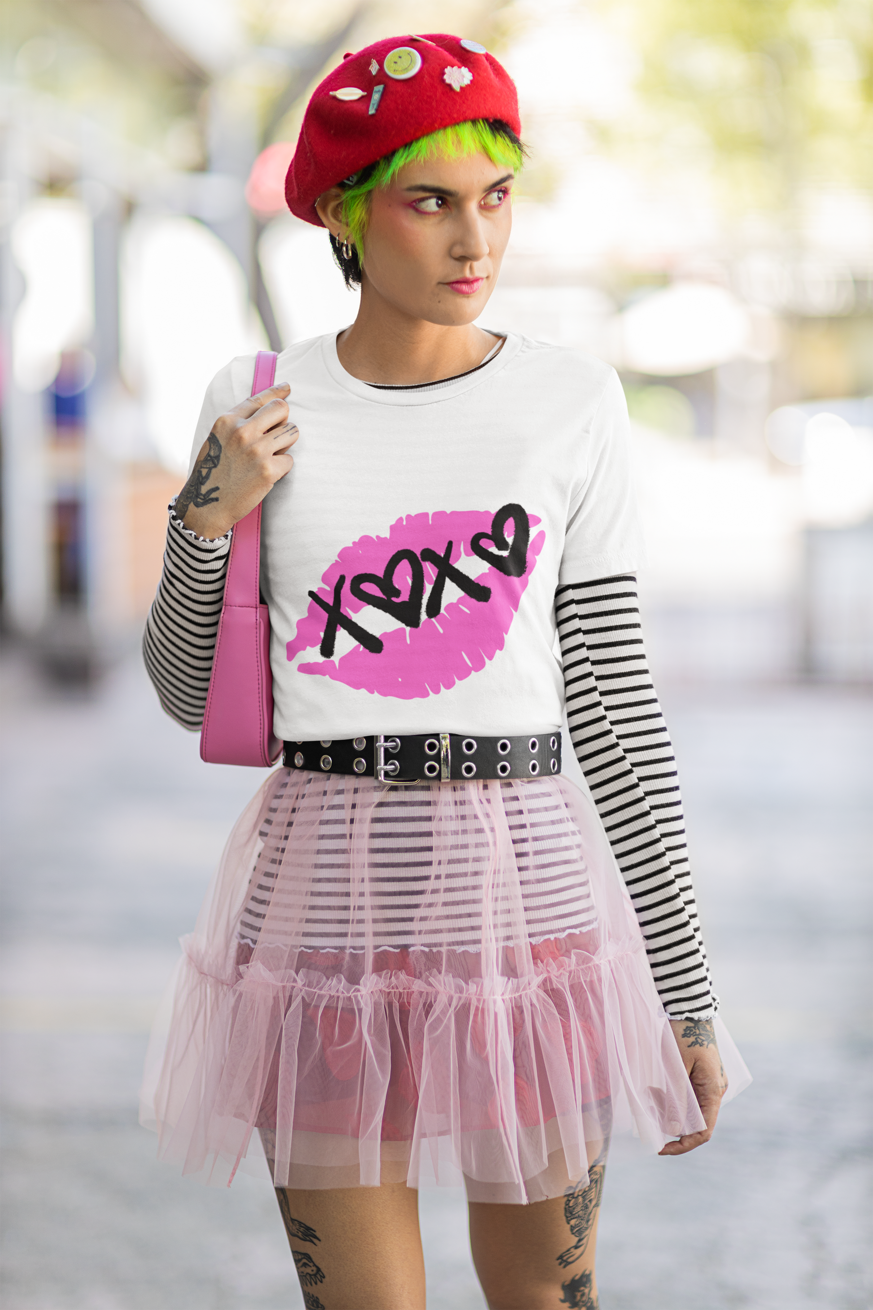 💋 Pink XOXO Lips Design DTF Transfer FT386
