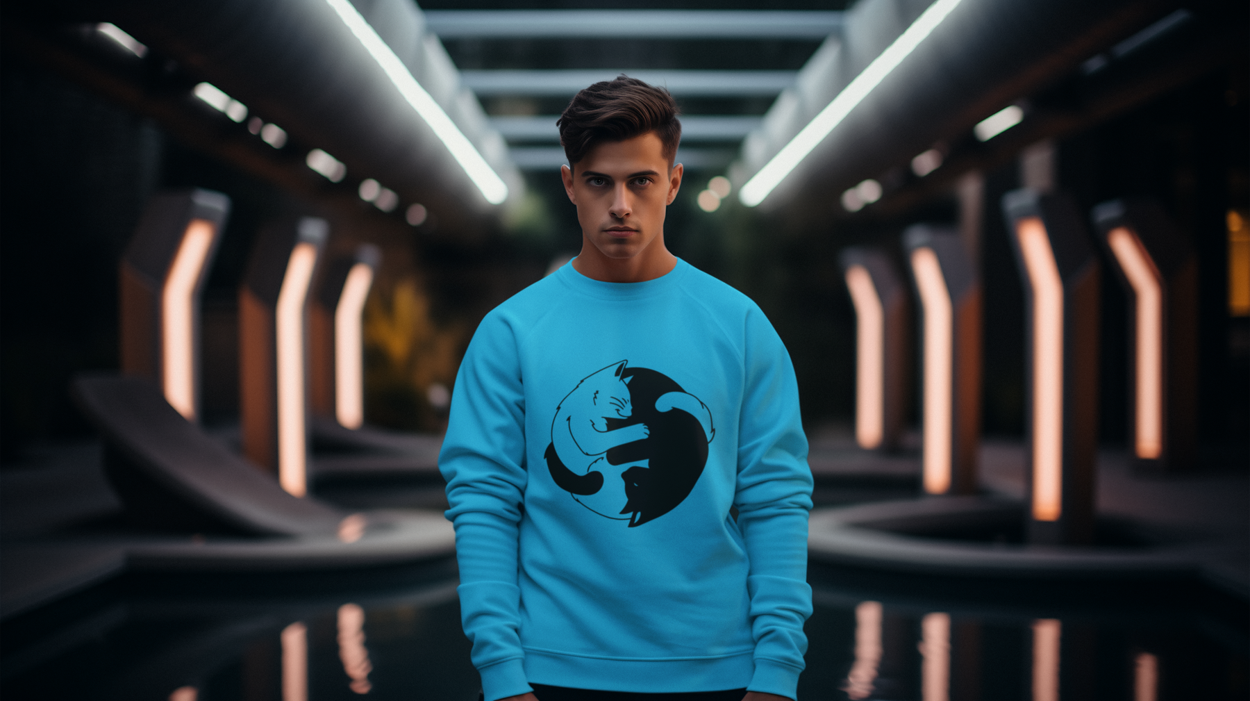 ☯️ Yin Yang Cats Black DTF Transfer FT537