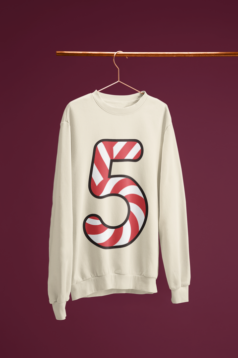 🍬 “5” – Five – Red & White Swirl Pattern Numeric | DTF Transfer FT1035