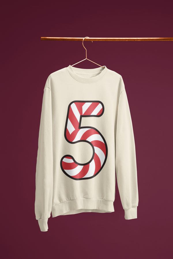 🍬 “5” – Five – Red & White Swirl Pattern Numeric | DTF Transfer FT1035