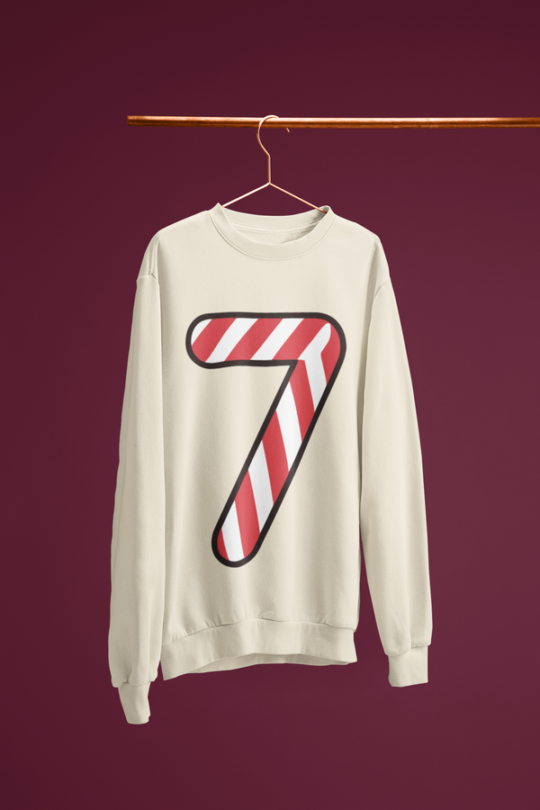 🍬 “7” – Seven – Red & White Swirl Pattern Numeric | DTF Transfer FT1037