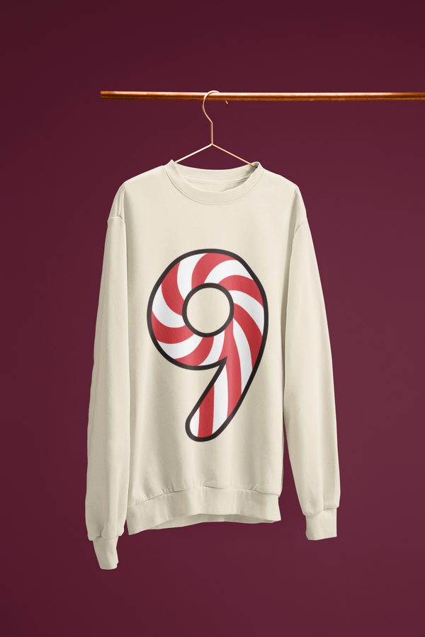 🍬 “9” – Nine – Red & White Swirl Pattern Numeric | DTF Transfer FT1039