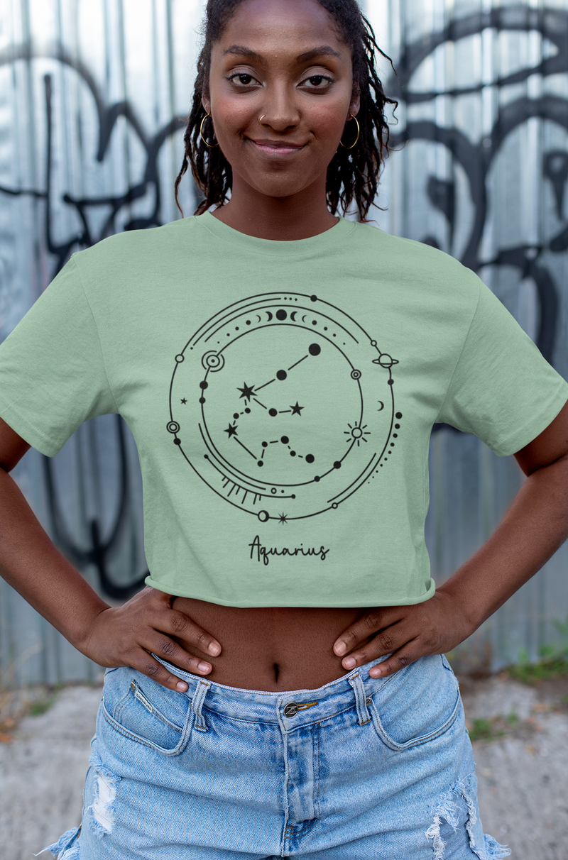 ♒ Aquarius – Celestial Symbol | Minimal Astrology DTF Transfer FT796