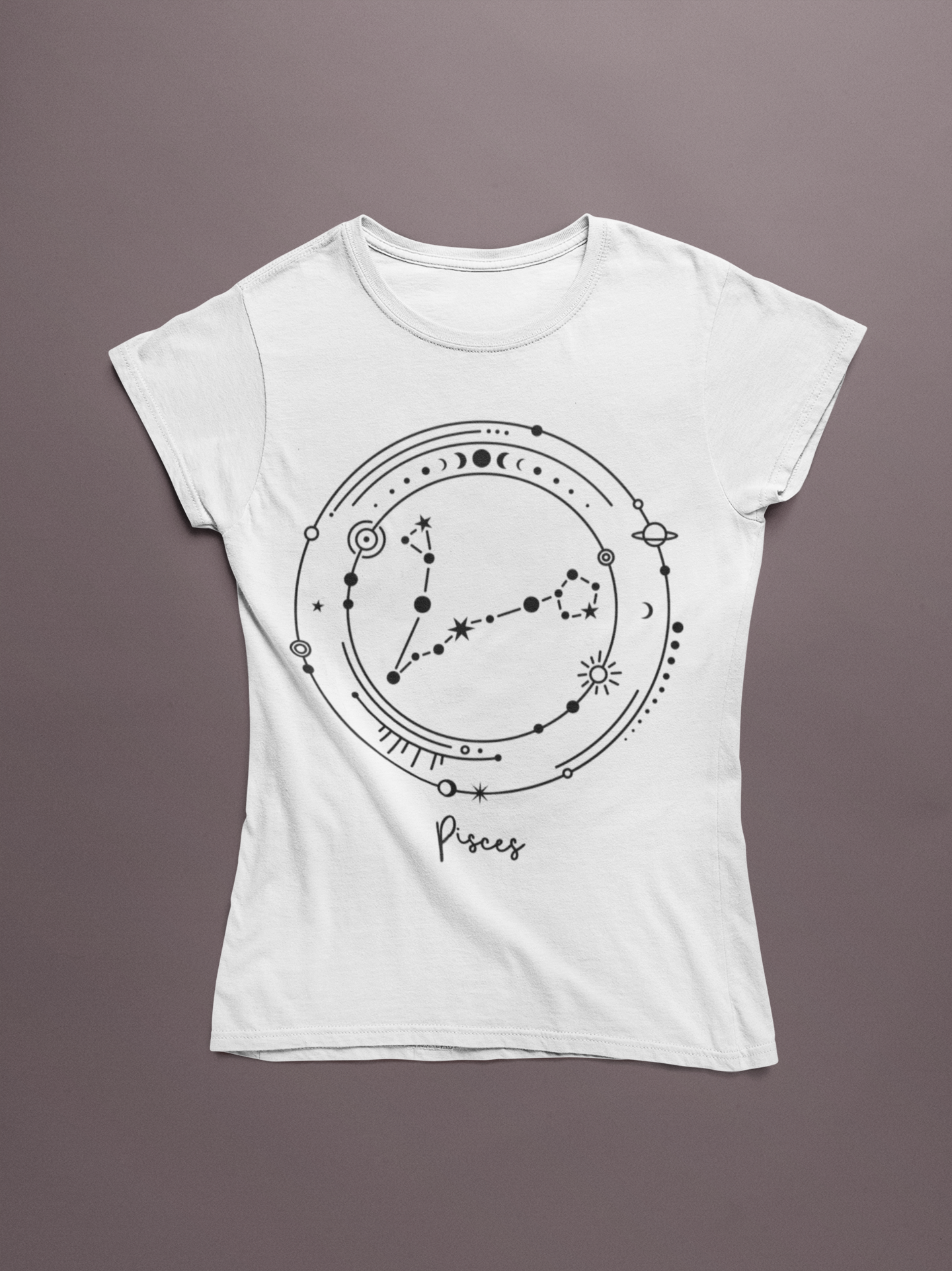 ♓ Pisces – Celestial Symbol | Minimal Astrology DTF Transfer FT788