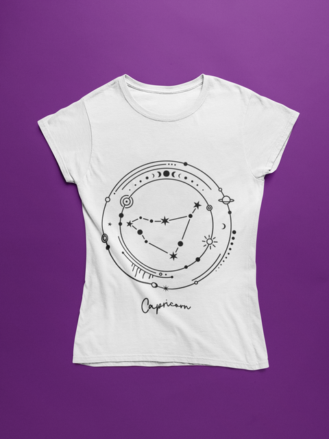 ♑ Capricorn – Celestial Symbol | Minimal Astrology DTF Transfer FT793