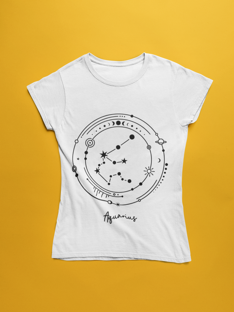♒ Aquarius – Celestial Symbol | Minimal Astrology DTF Transfer FT796
