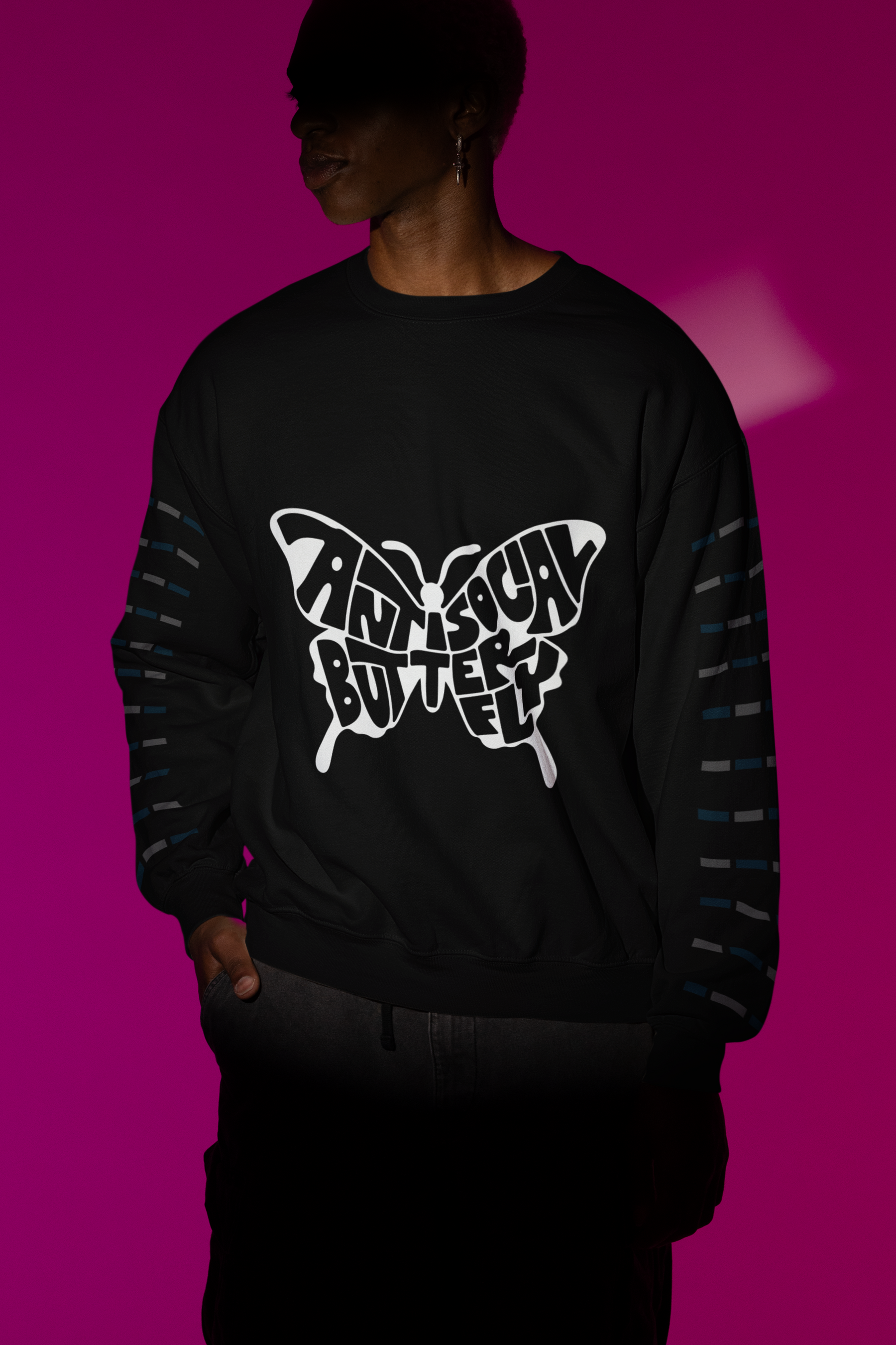 🦋💛 “Anti-Social Butterfly” in Black DTF Transfer in Black FT506