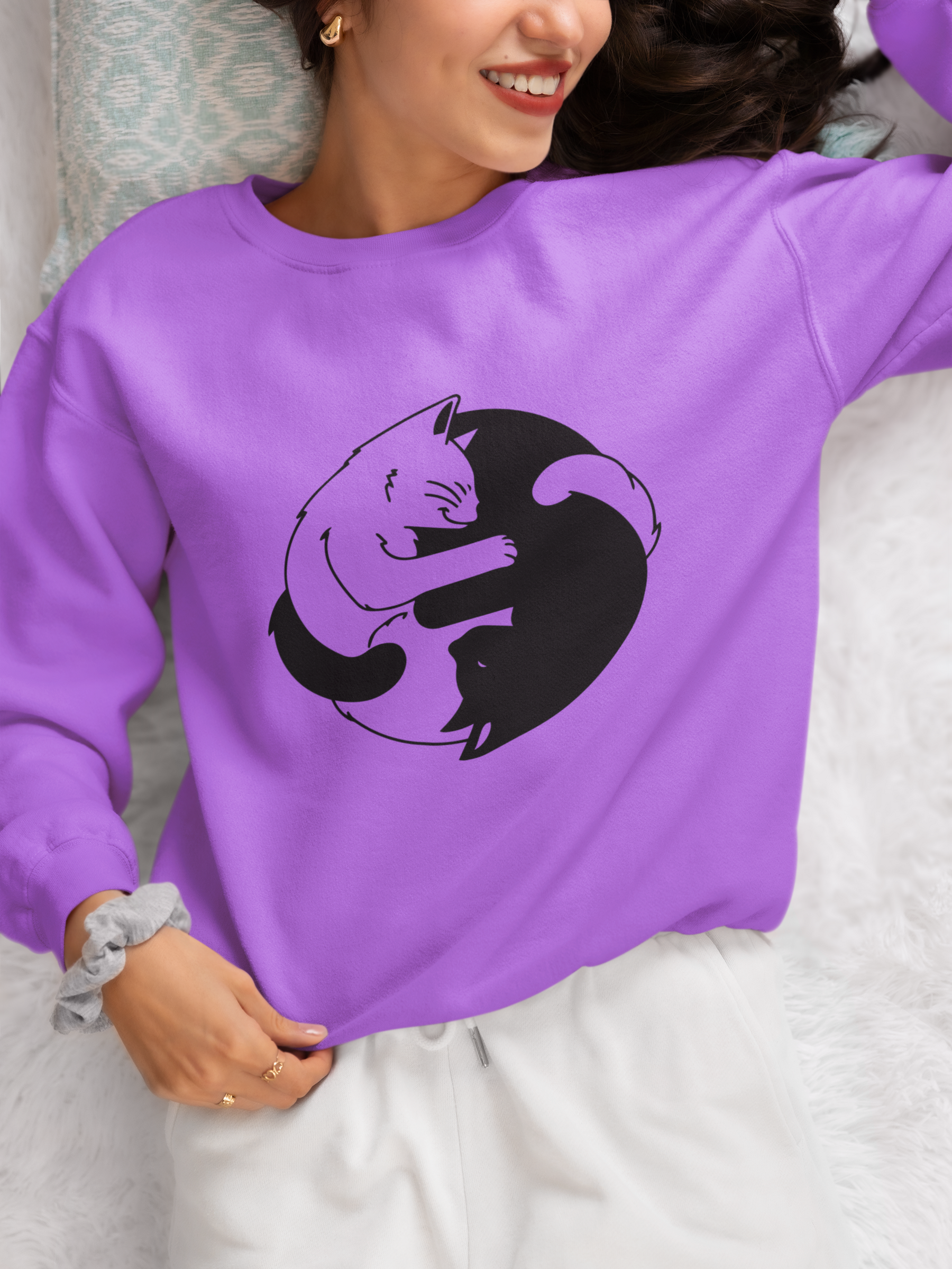 ☯️ Yin Yang Cats Black DTF Transfer FT537