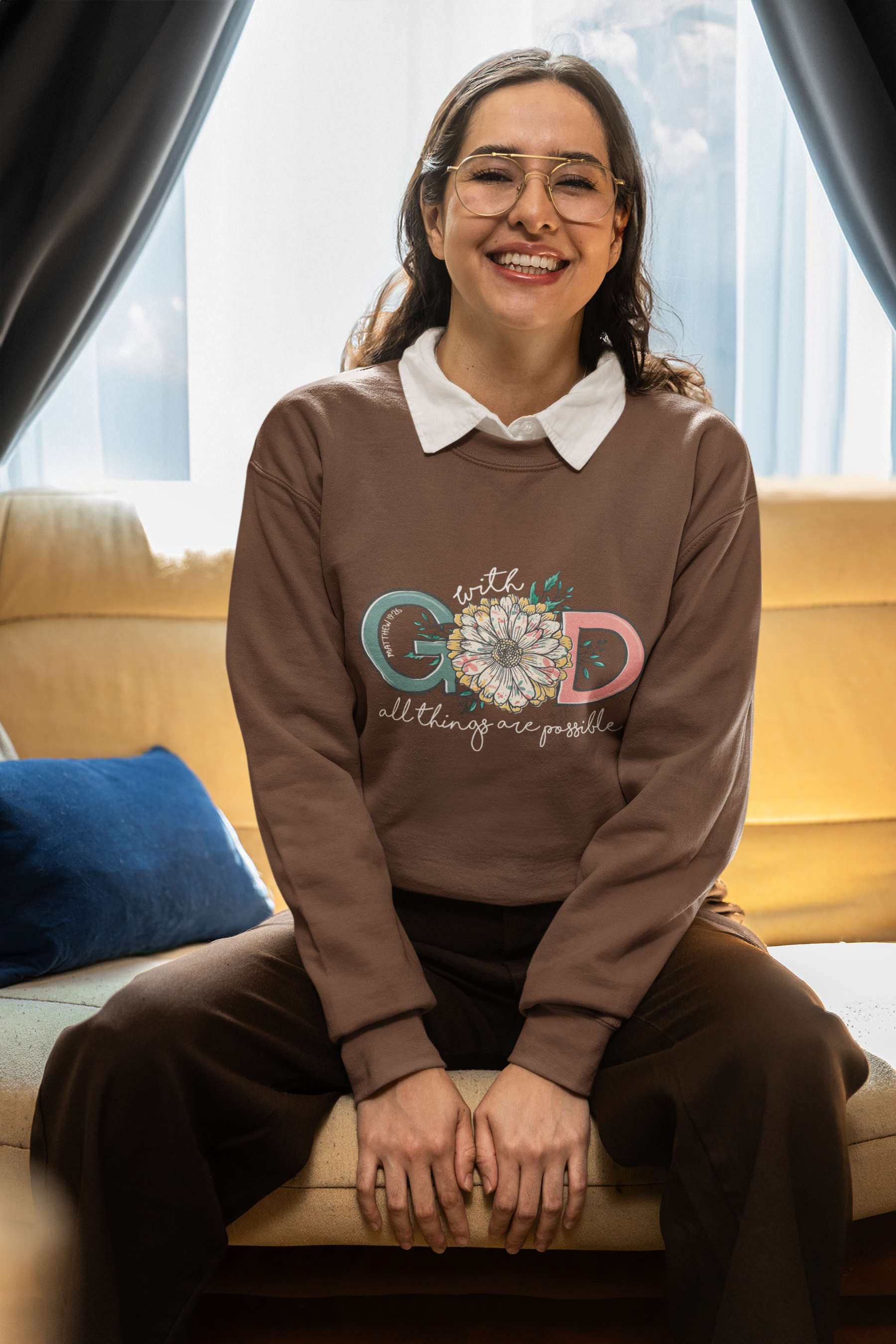 🌼 With God All Things Are Possible – Floral Faith DTF Transfer FT724