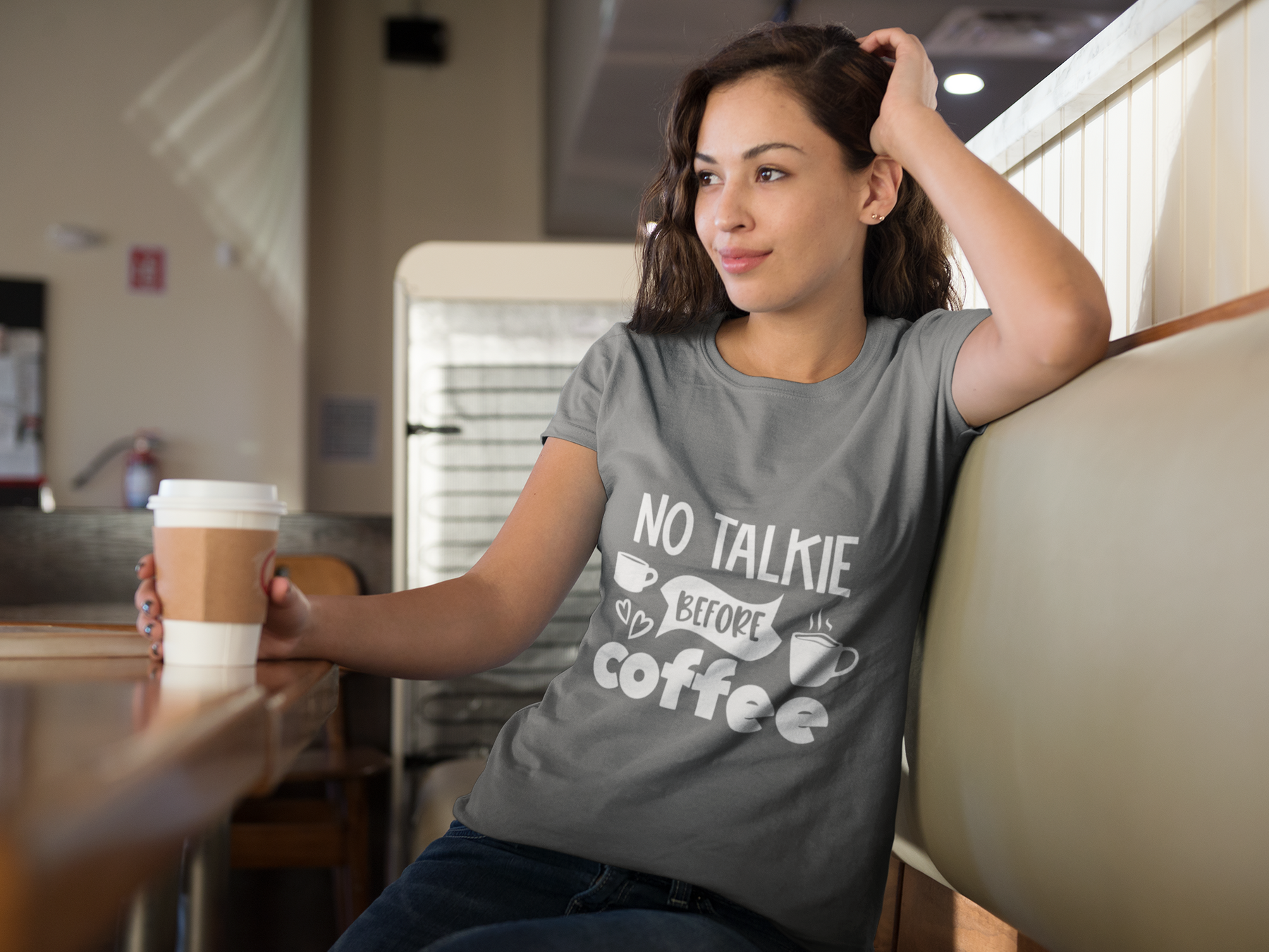 ☕⚠️ No Talkie Before Coffee – Bold Coffee Quote | DTF Transfer FT952