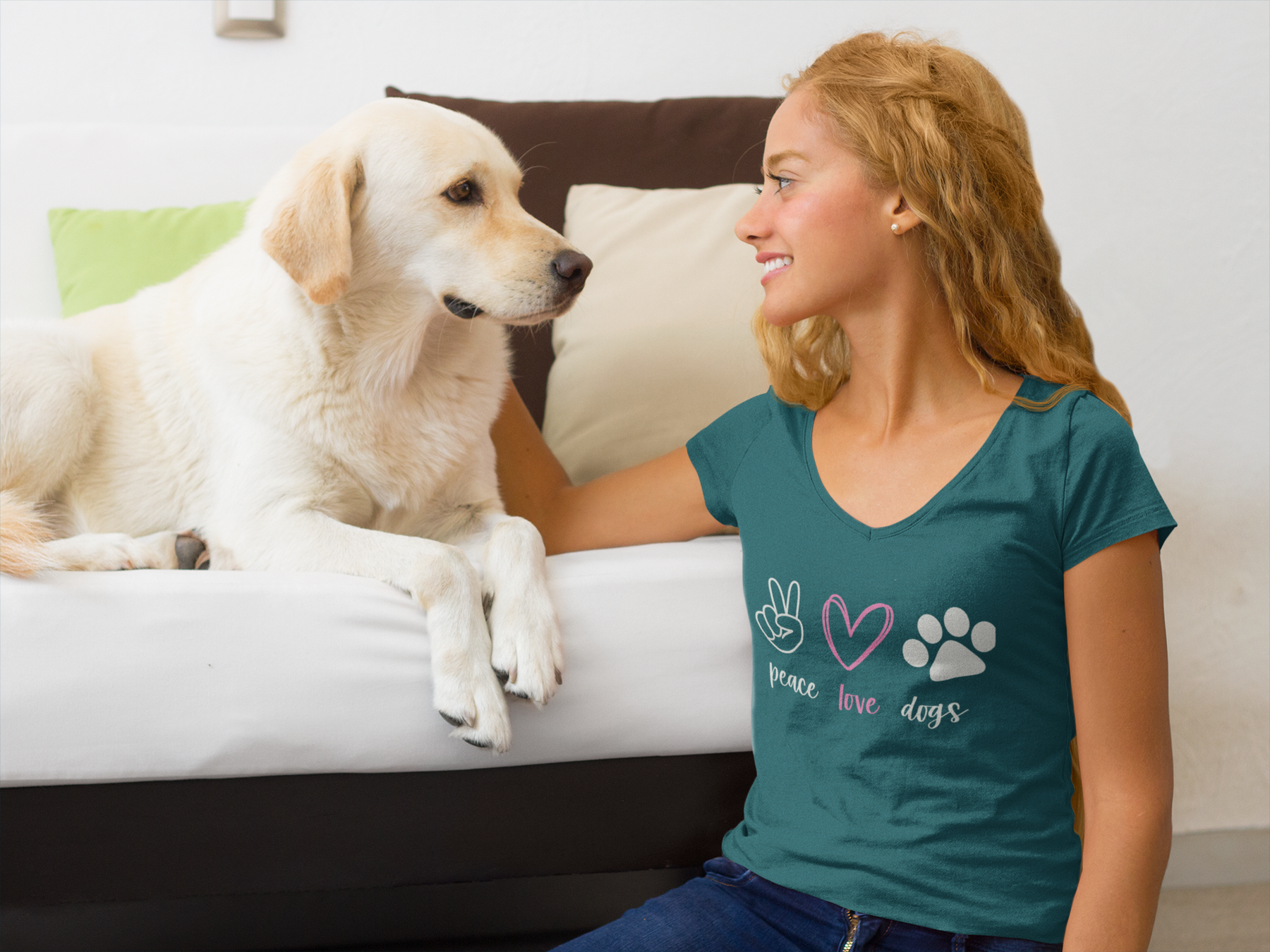 ✌️❤️🐾 Peace Love Dogs Pink Heart Paw Design DTF Transfer FT398