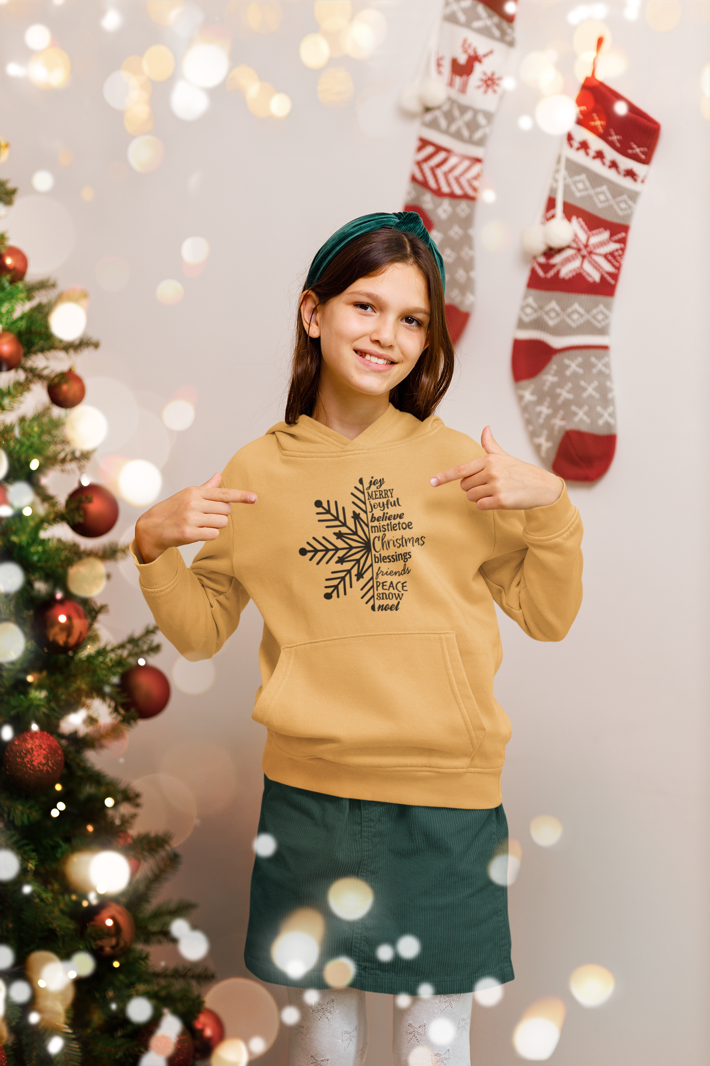 Christmas Word Snowflake in Black  FT470