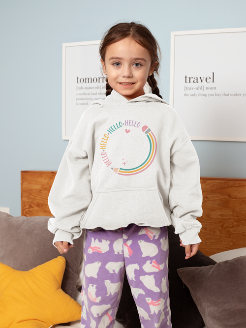 ✏️🌈 Hello Hello Hello – Pre School Rainbow | DTF Transfer FT672