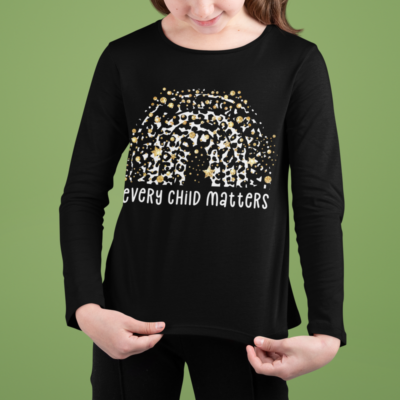 ❤️ Every Child Matters – Leopard Rainbow Glitter | DTF Transfer FT977