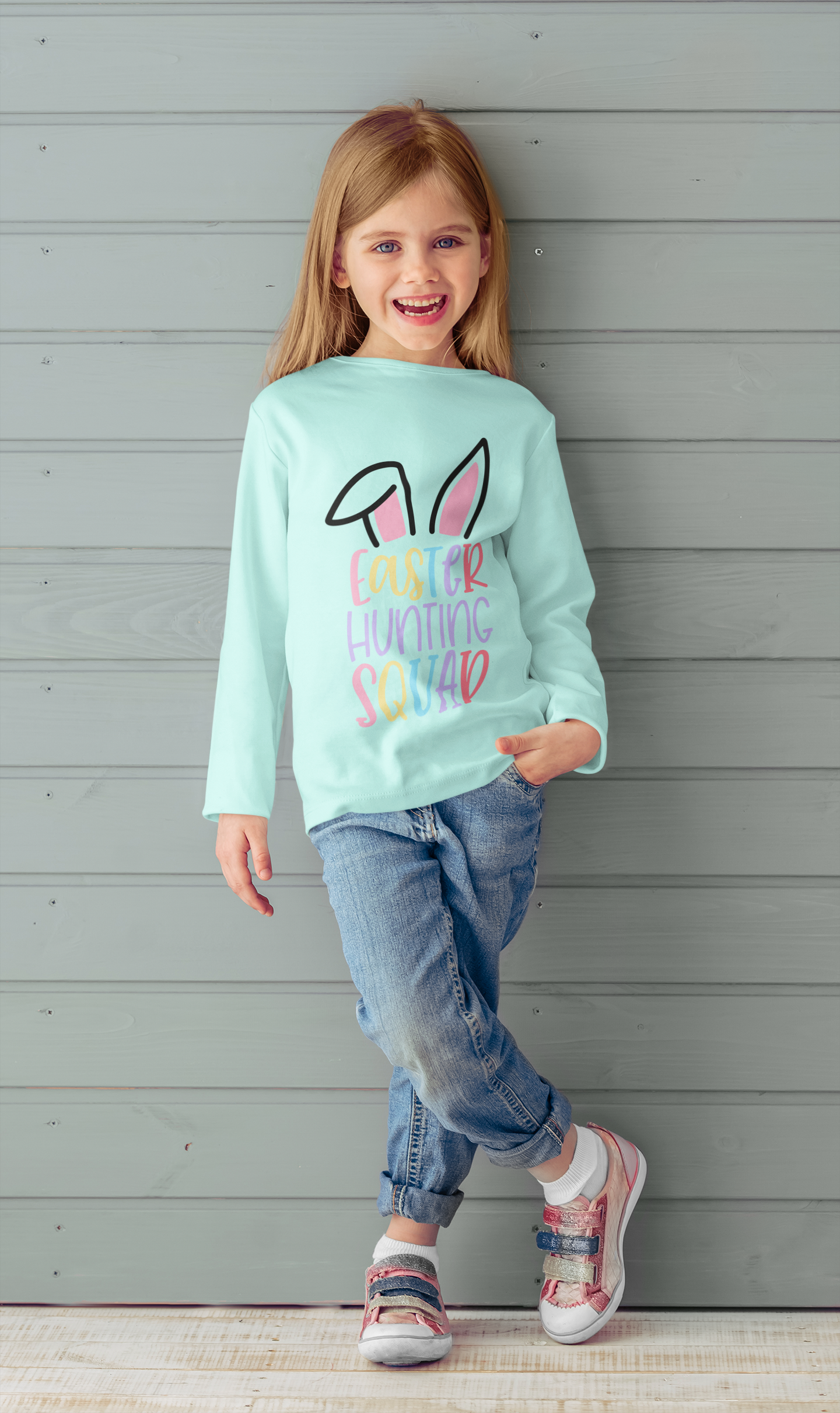 🐰 Easter Hunting Squad Vertical Bunny Ears Design DTF Transfer FT371