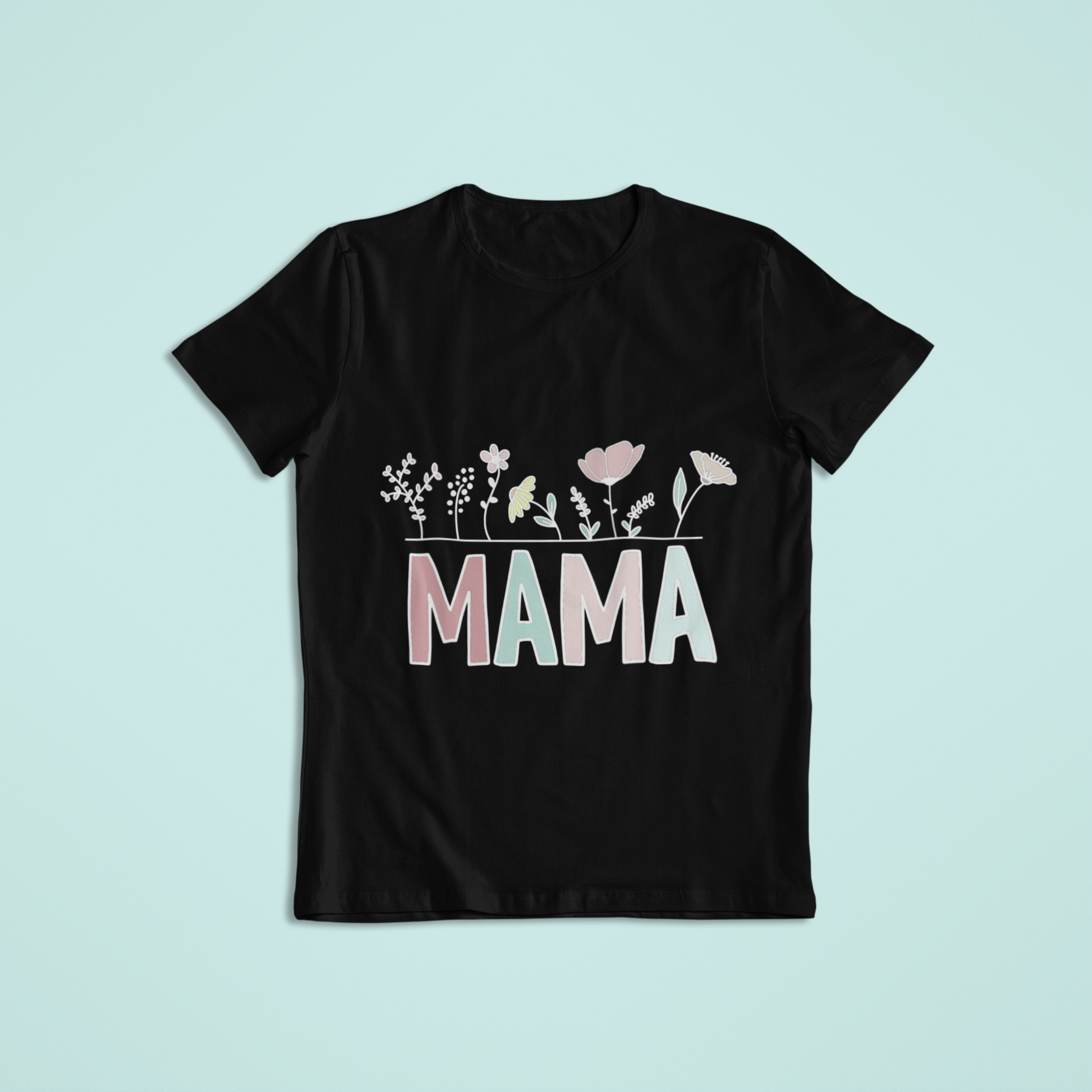 🌸 Mama – Floral Typography | Soft Color DTF Transfer FT826