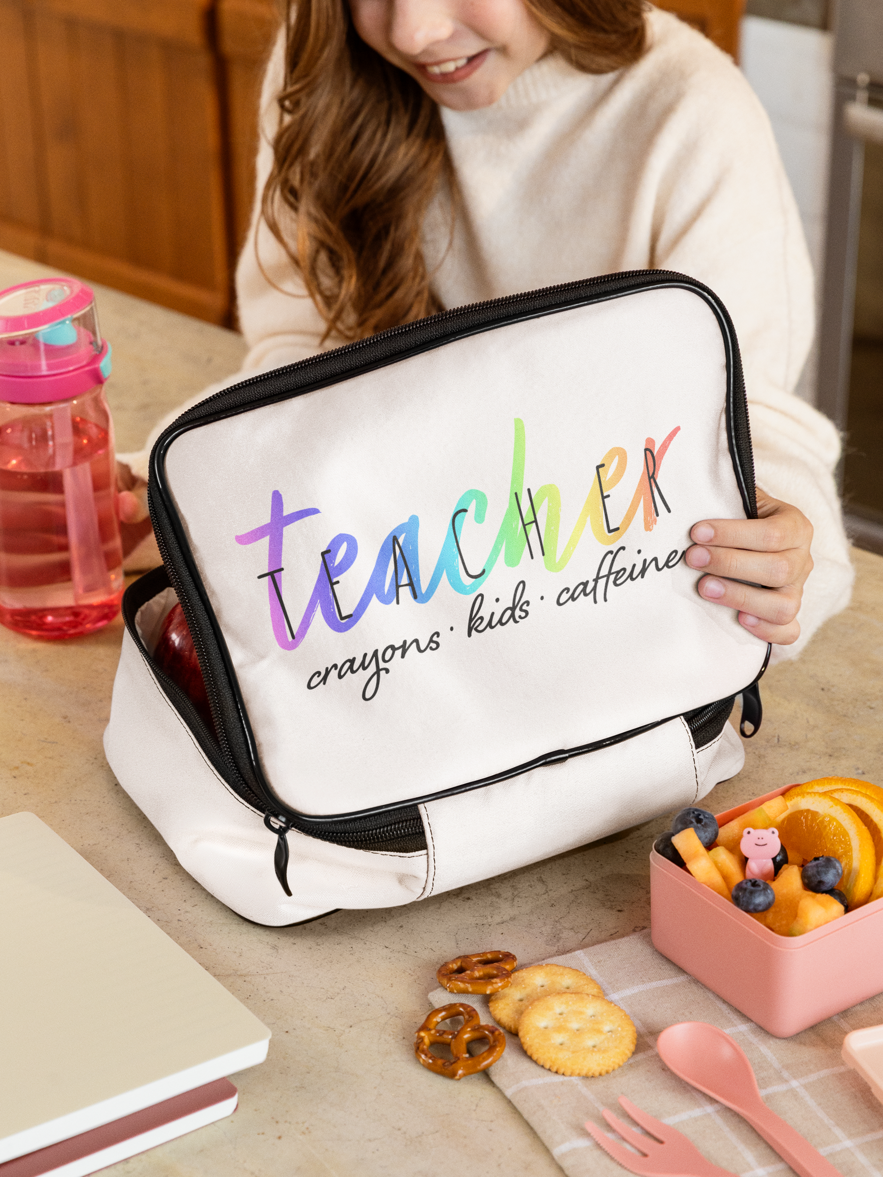 🌈✏️ Teacher – Crayons • Kids • Caffeine | Rainbow Gradient DTF Transfer FT675