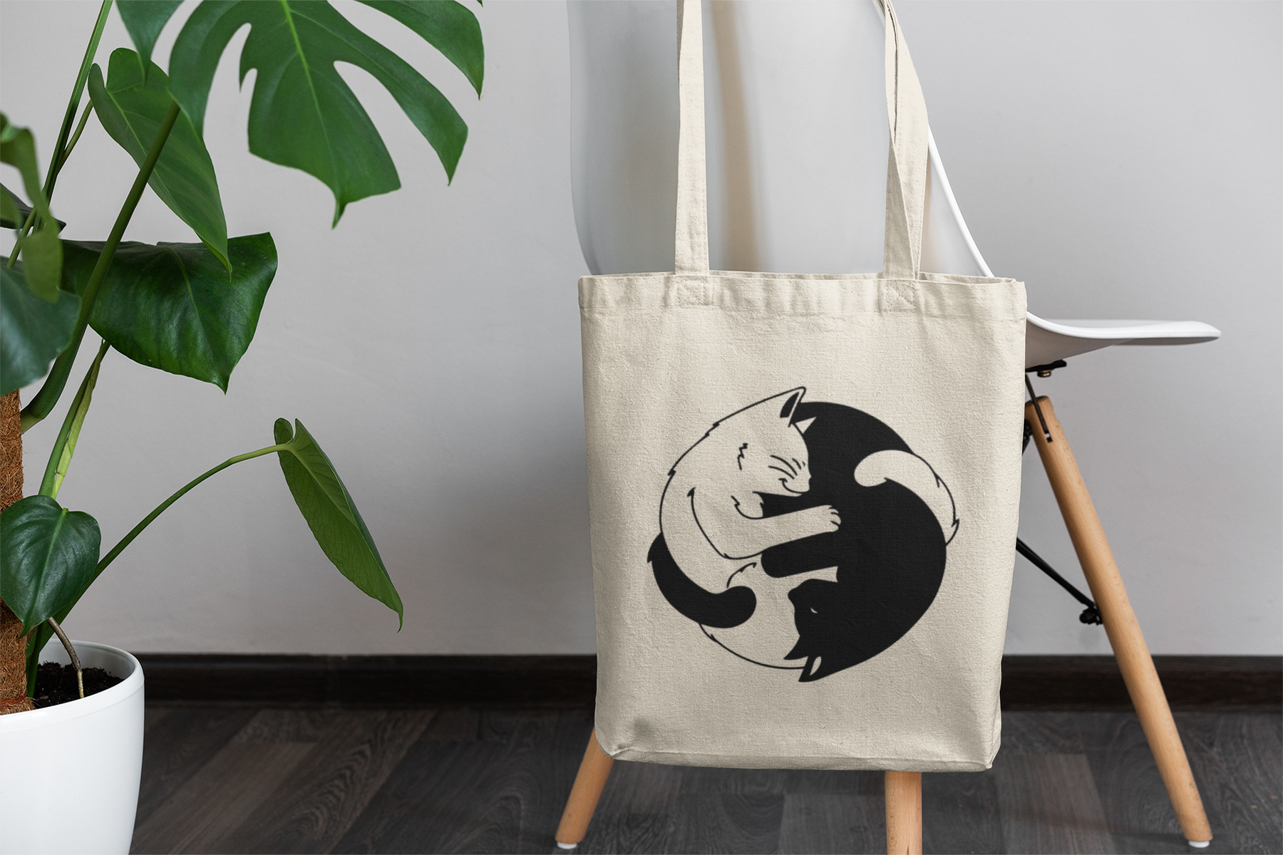 ☯️ Yin Yang Cats Black DTF Transfer FT537