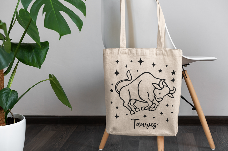 ♉🌿 Taurus Zodiac – Grounded Power Black DTF Transfer FT911