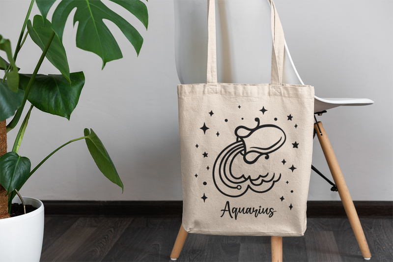 ♒🌊 Aquarius Zodiac – Visionary Mind Black DTF Transfer FT901