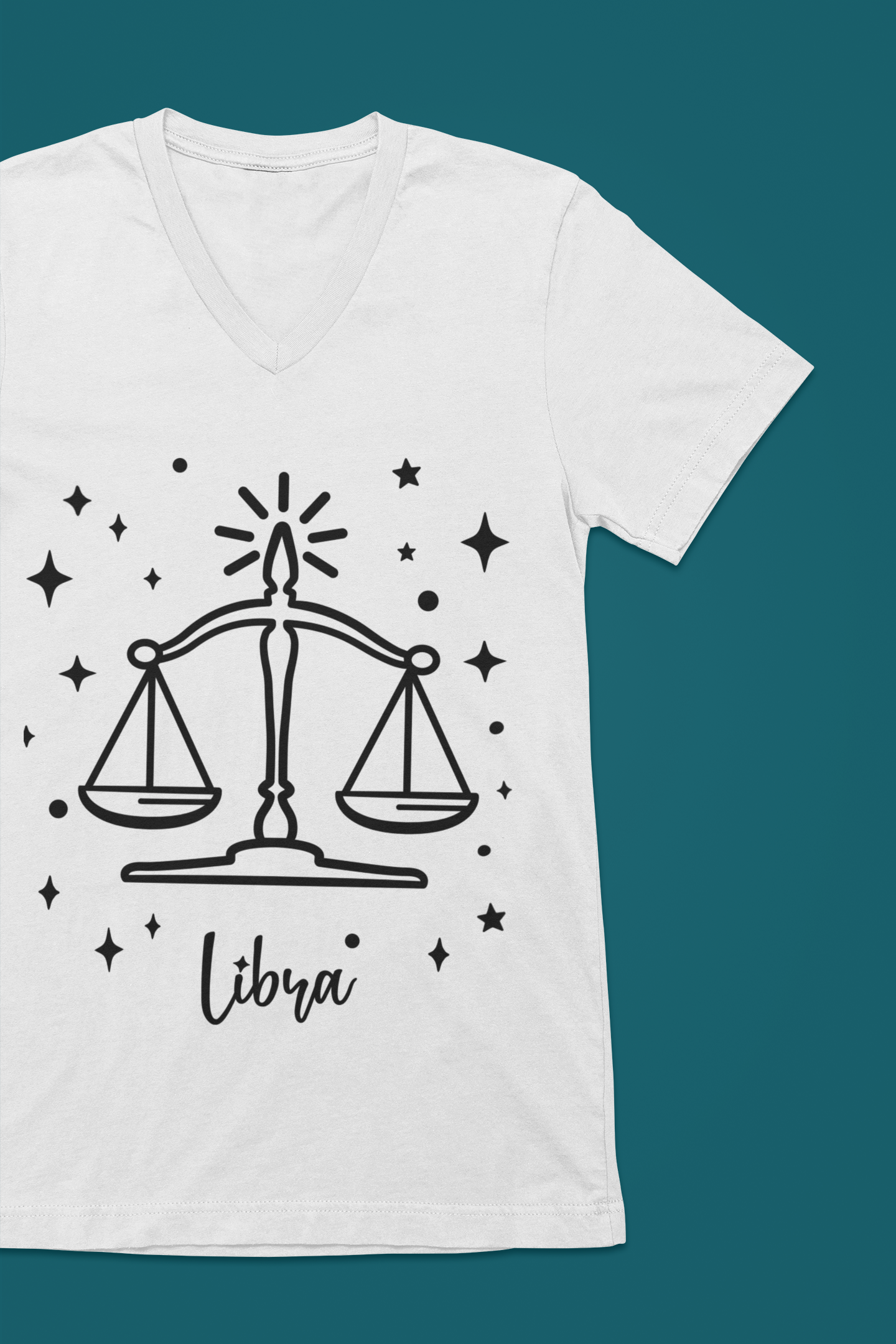 ♎⚖️ Libra Zodiac – Balanced Elegance Black DTF Transfer FT905