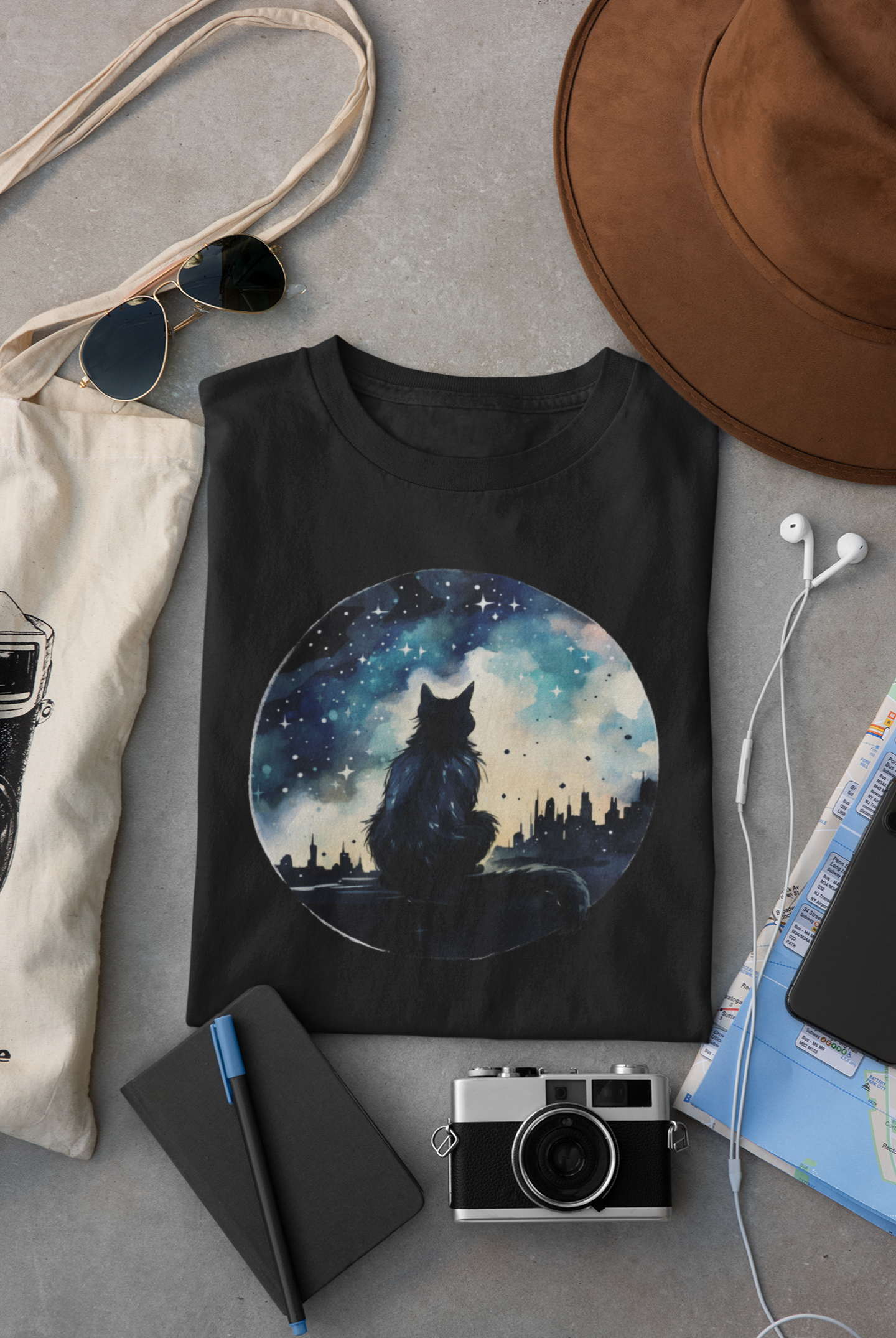 🌙🐈 The Lonely Cat of the Night Design DTF Transfer FT231