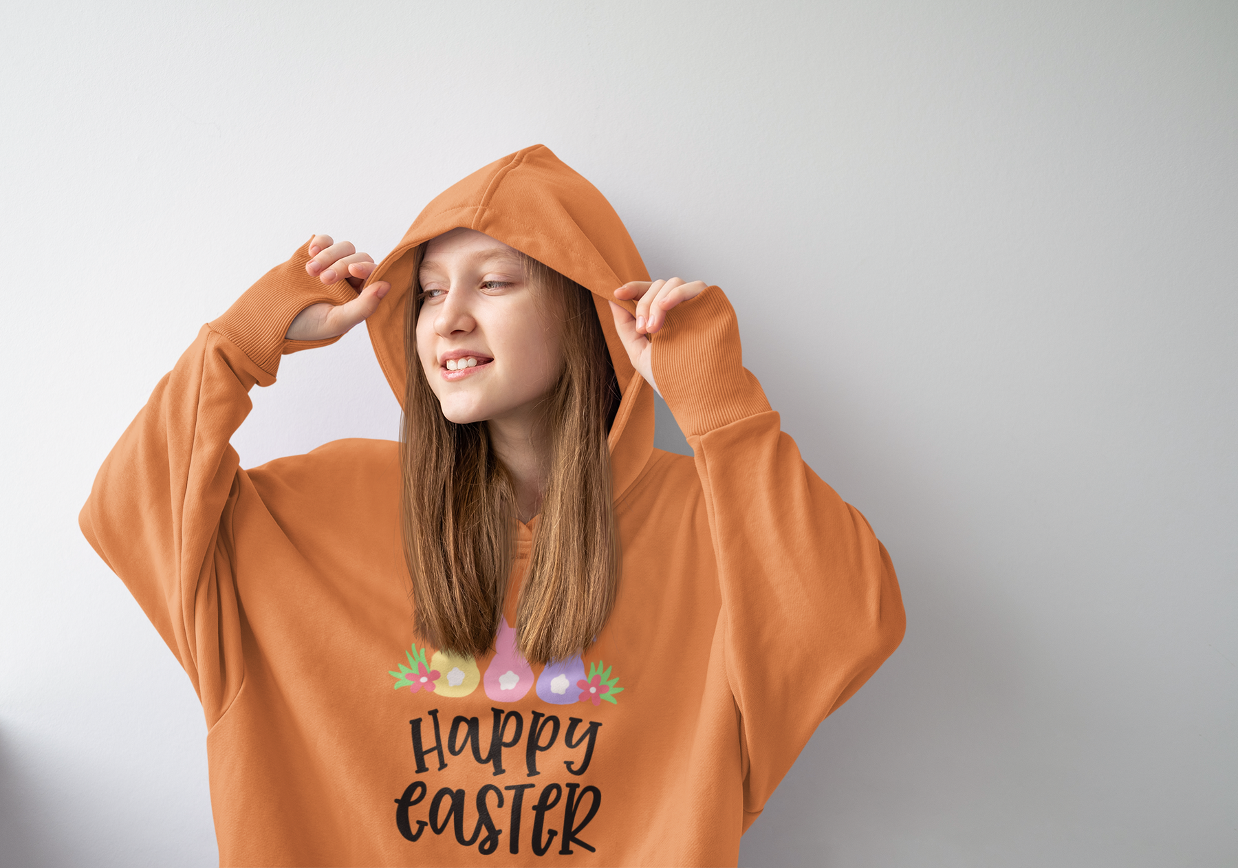 🐰 Happy Easter Cute Bunny Tail Black Font Design DTF Transfer FT365
