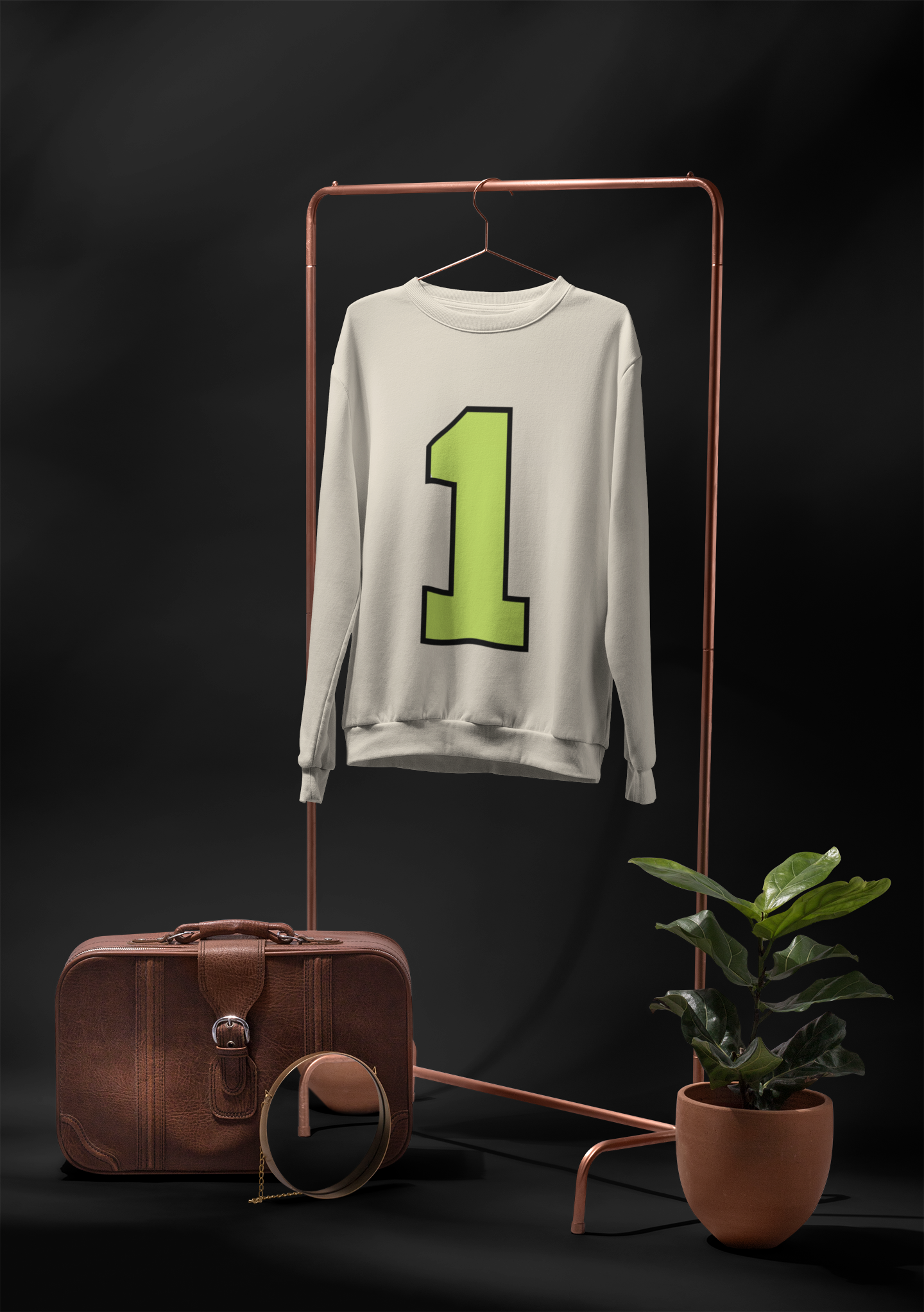 🎾 “1” – One – Neon Green Tennis-Style Numeric | DTF Transfer FT1041