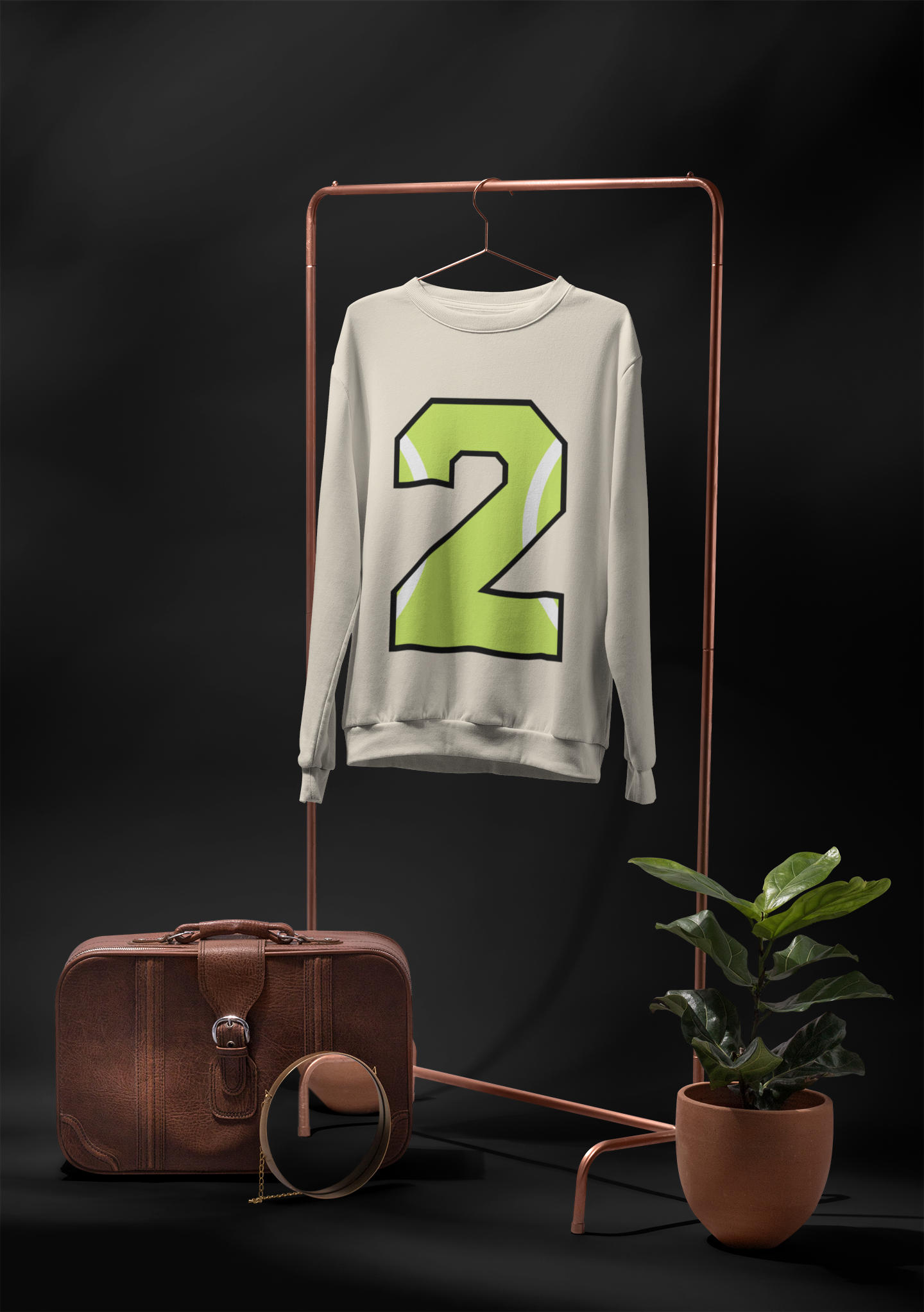 🎾 “2” – Two – Neon Green Tennis-Style Numeric | DTF Transfer FT1042