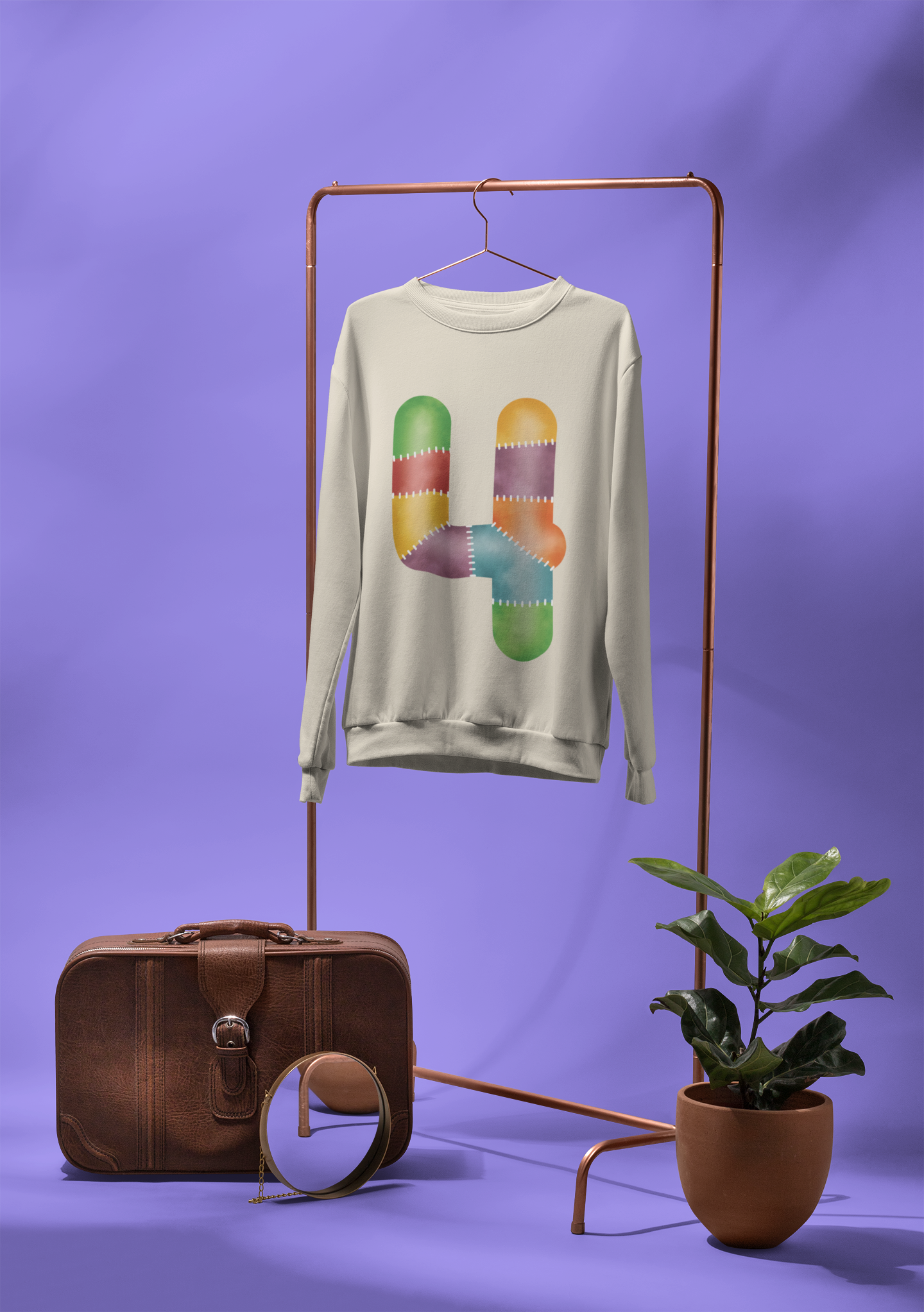 🎂✨ Birthday Number 4 – Patchwork Stitch Style | DTF Transfer FT1147