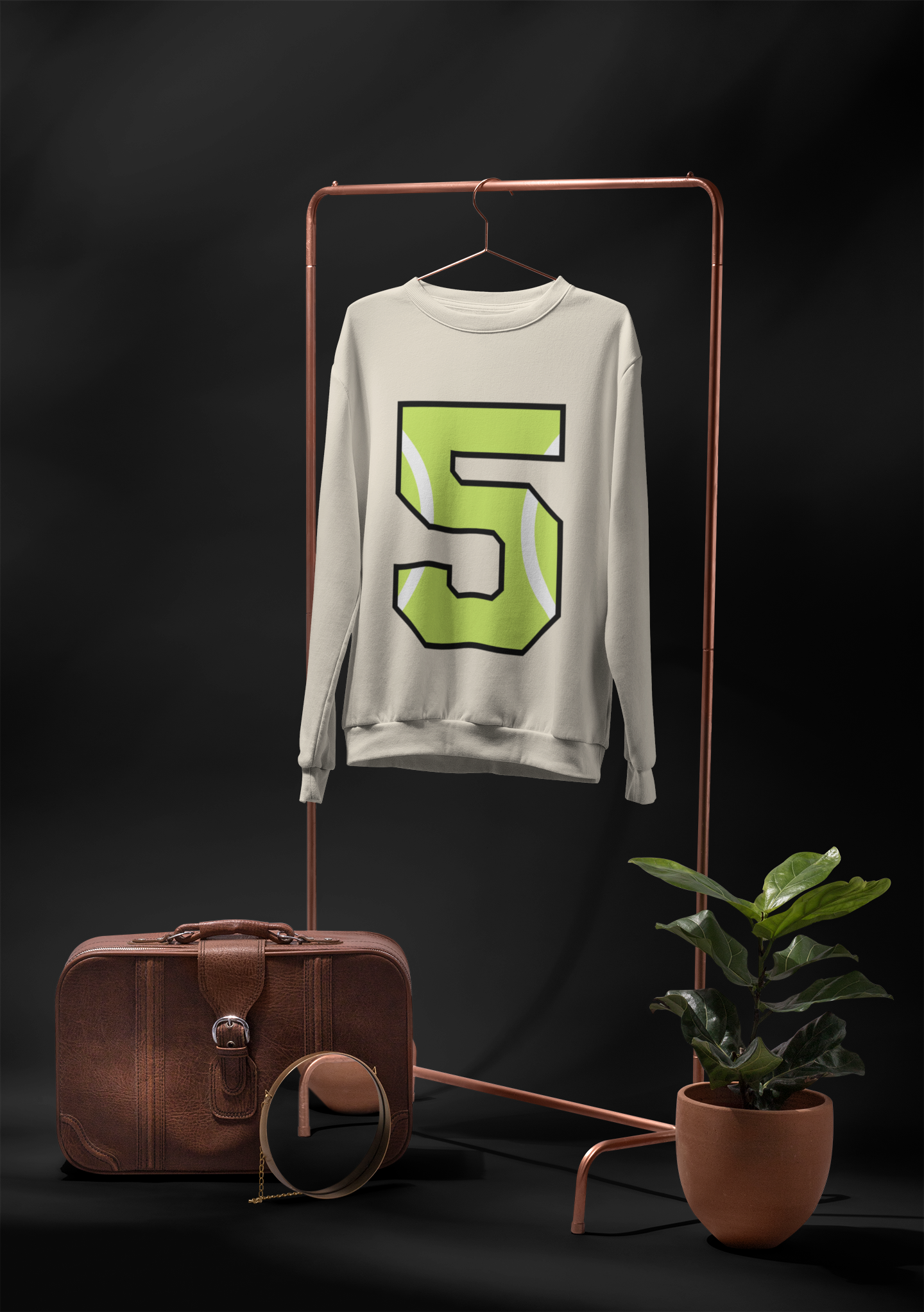 🎾 “5” – Five – Neon Green Tennis-Style Numeric | DTF Transfer FT1045