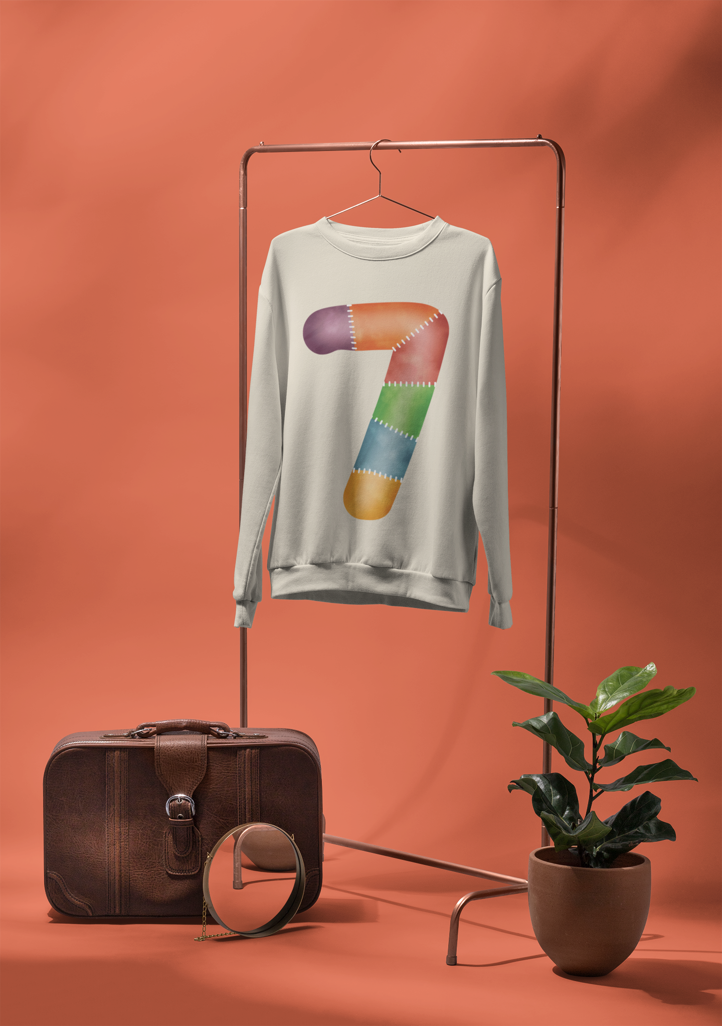 🎂✨ Birthday Number 7 – Patchwork Stitch Style | DTF Transfer FT1150