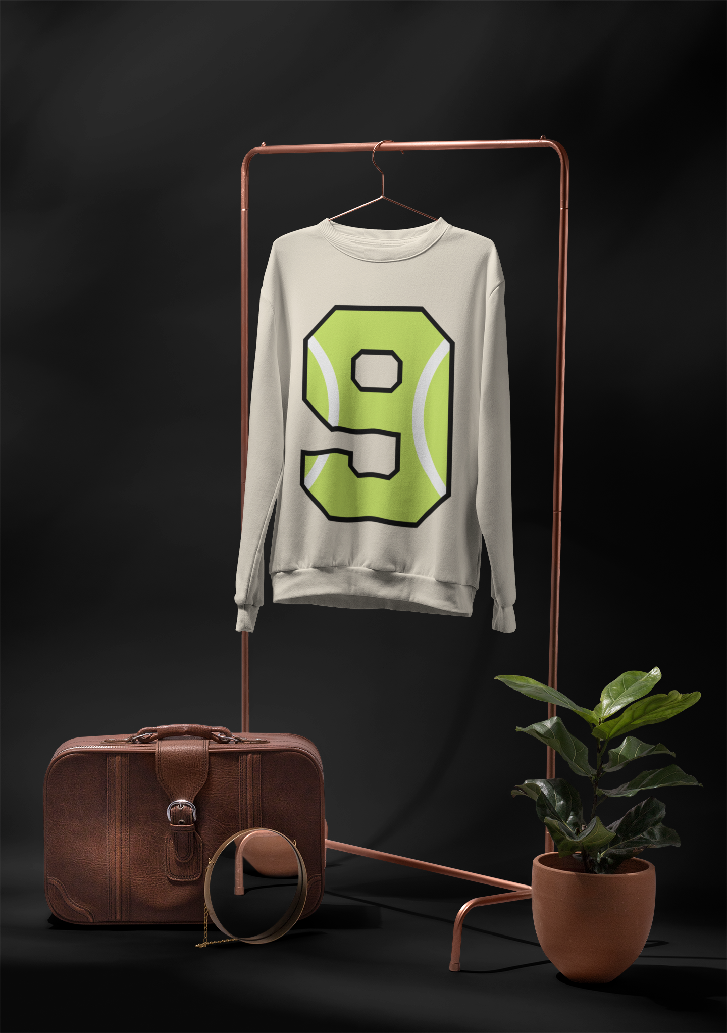 🎾 “9” – Nine – Neon Green Tennis-Style Numeric | DTF Transfer FT1049