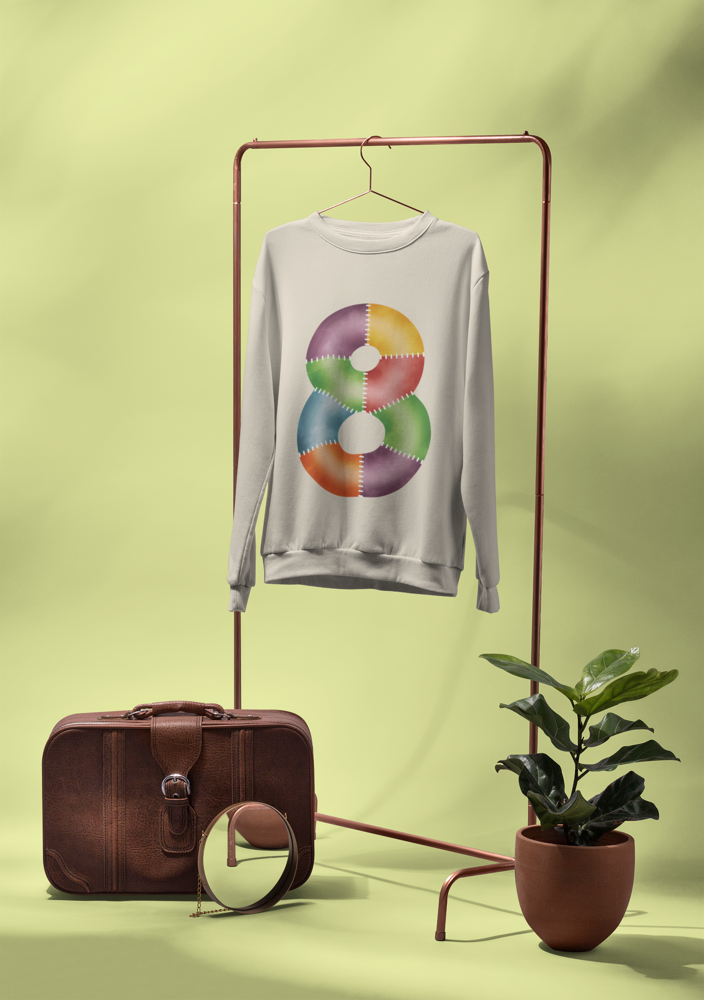 🎂✨ Birthday Number 8 – Patchwork Stitch Style | DTF Transfer FT1151